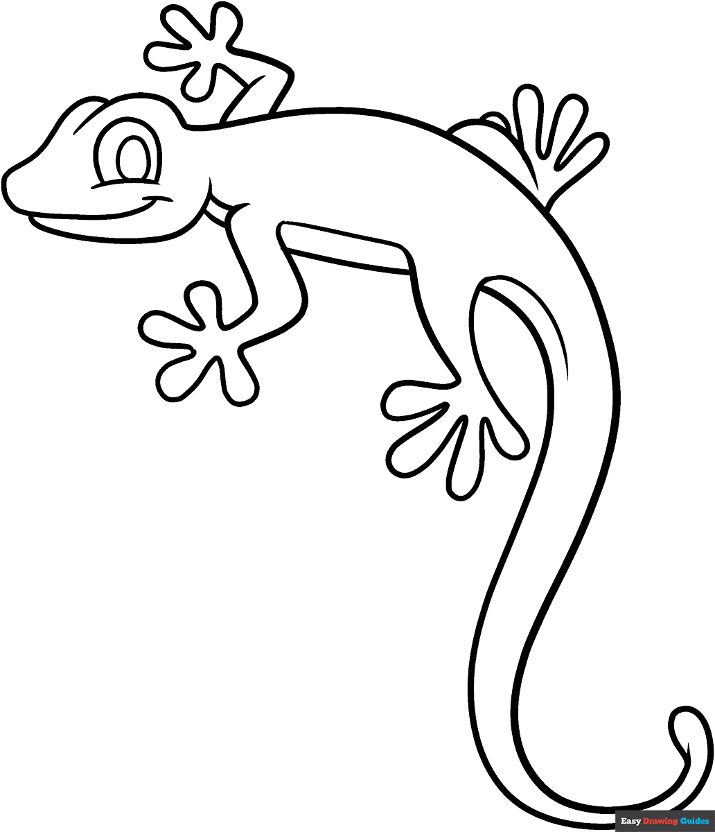 Cartoon Lizard Coloring Page Easy Drawing Guides