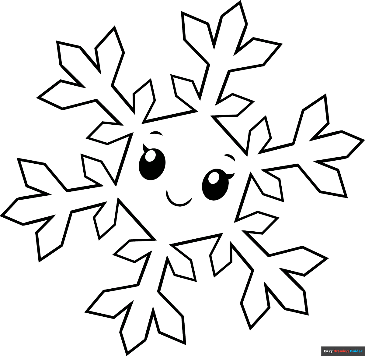 Cartoon Snowflake Coloring Page Easy Drawing Guides