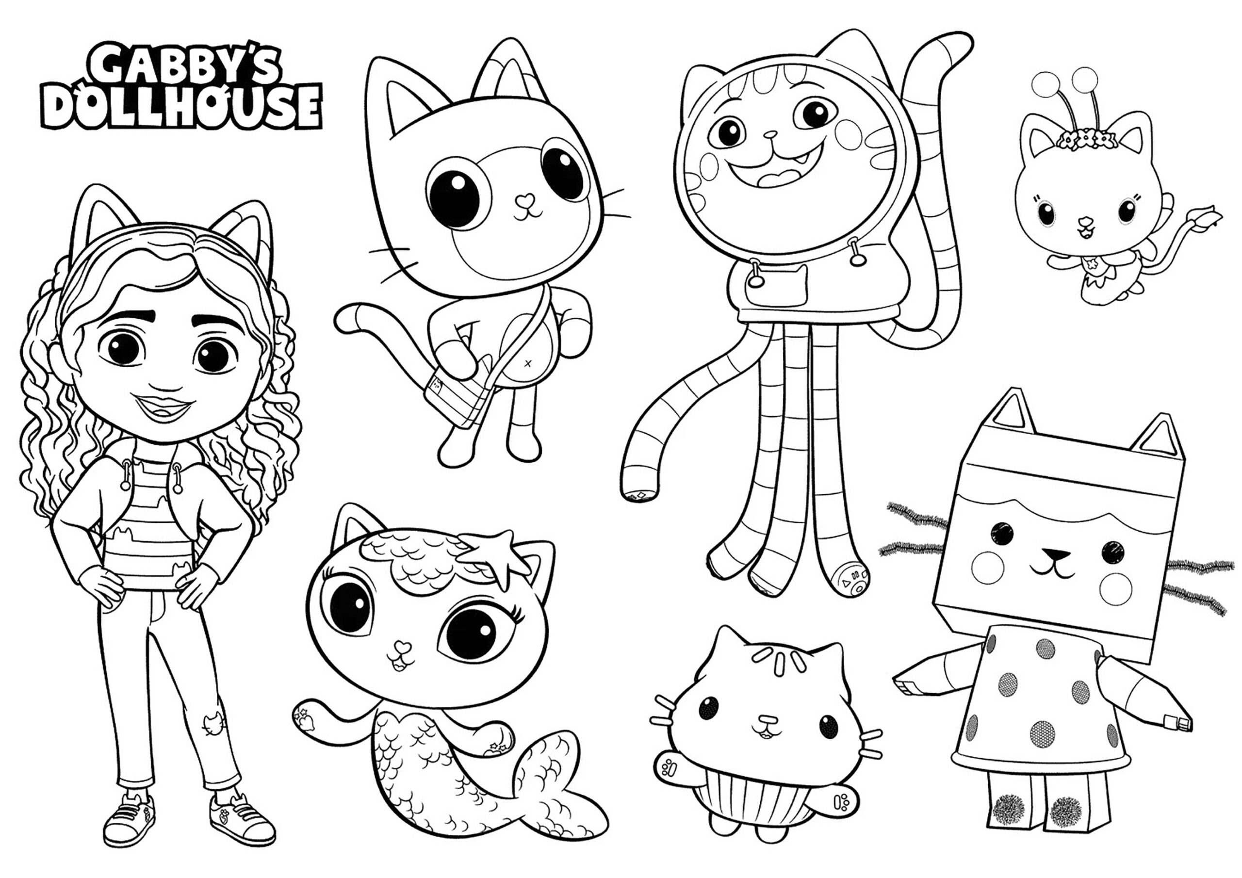 Characters From Gabby And The Magic House Gabby s Dollhouse Coloring Pages