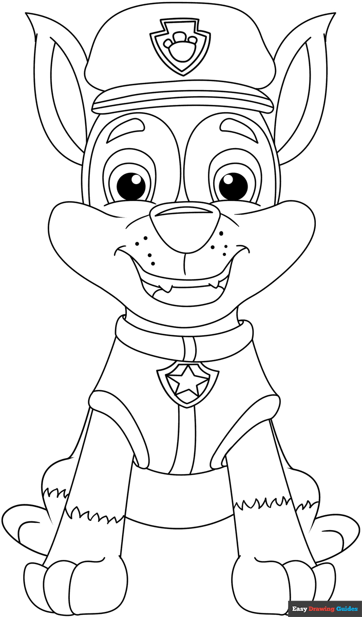 Chase From Paw Patrol Coloring Page Easy Drawing Guides