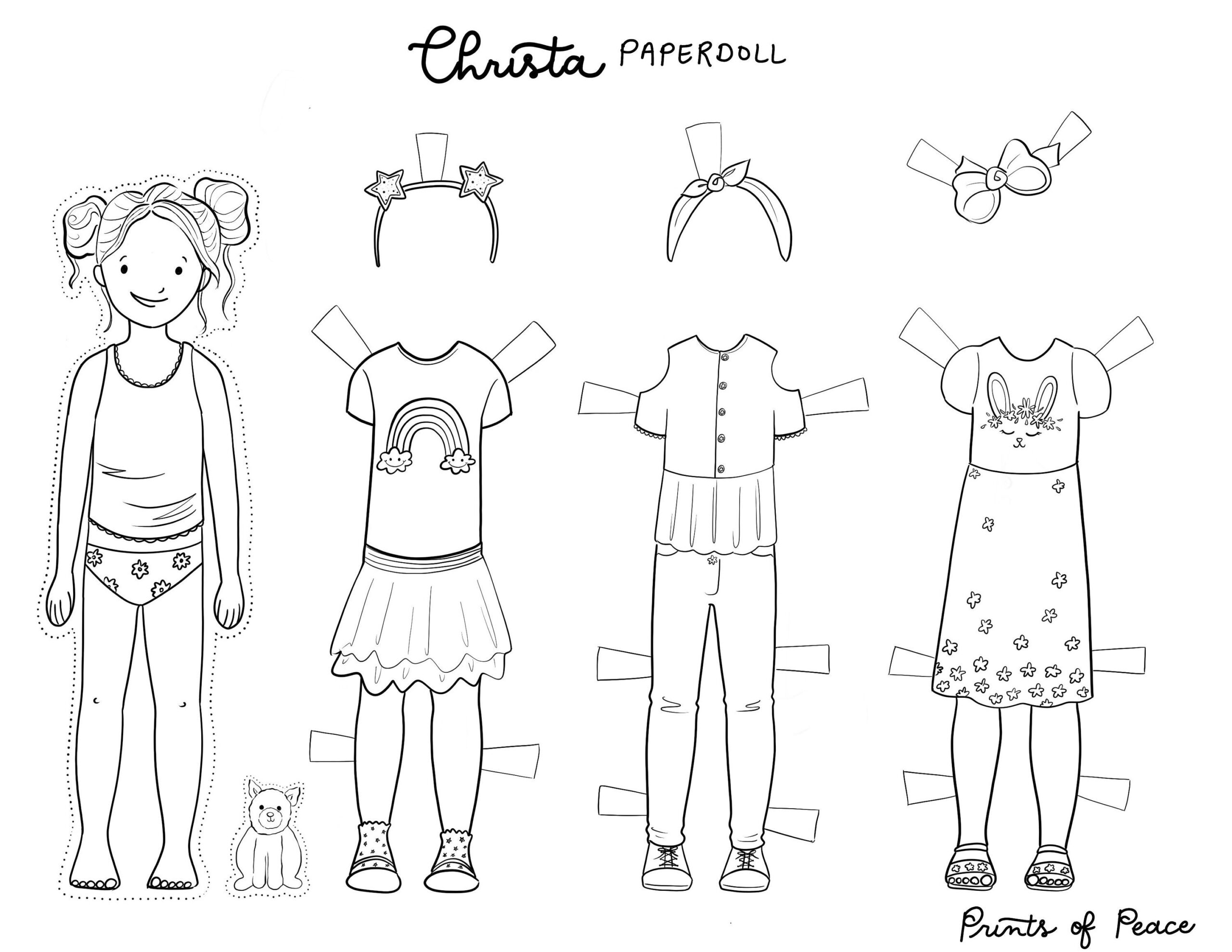 Christa Printable Paper Doll Color Me Instant Download Dress Up Little Girls Quiet Play Colorable Coloring Page Paperdoll Etsy Finland