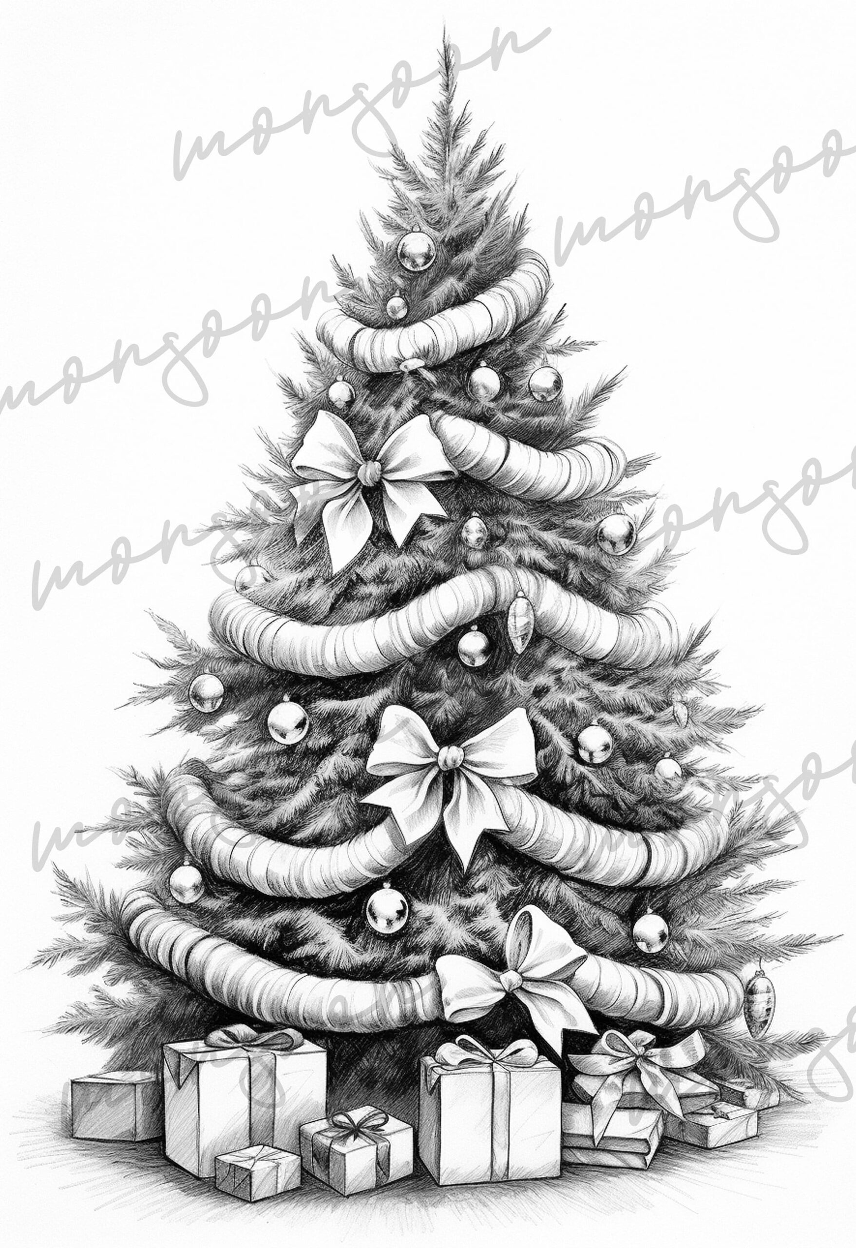 Christmas Trees Coloring Book To Print Out Christmas Tree Grayscale Christmas Tree Digital Christmas Coloring Pages Digital Christmas Coloring Book Etsy