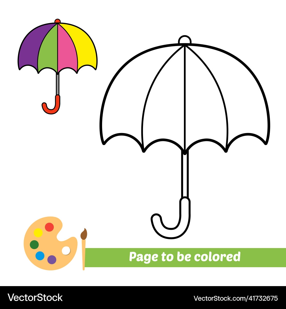 Coloring Book For Kids Umbrella Royalty Free Vector VectorStock