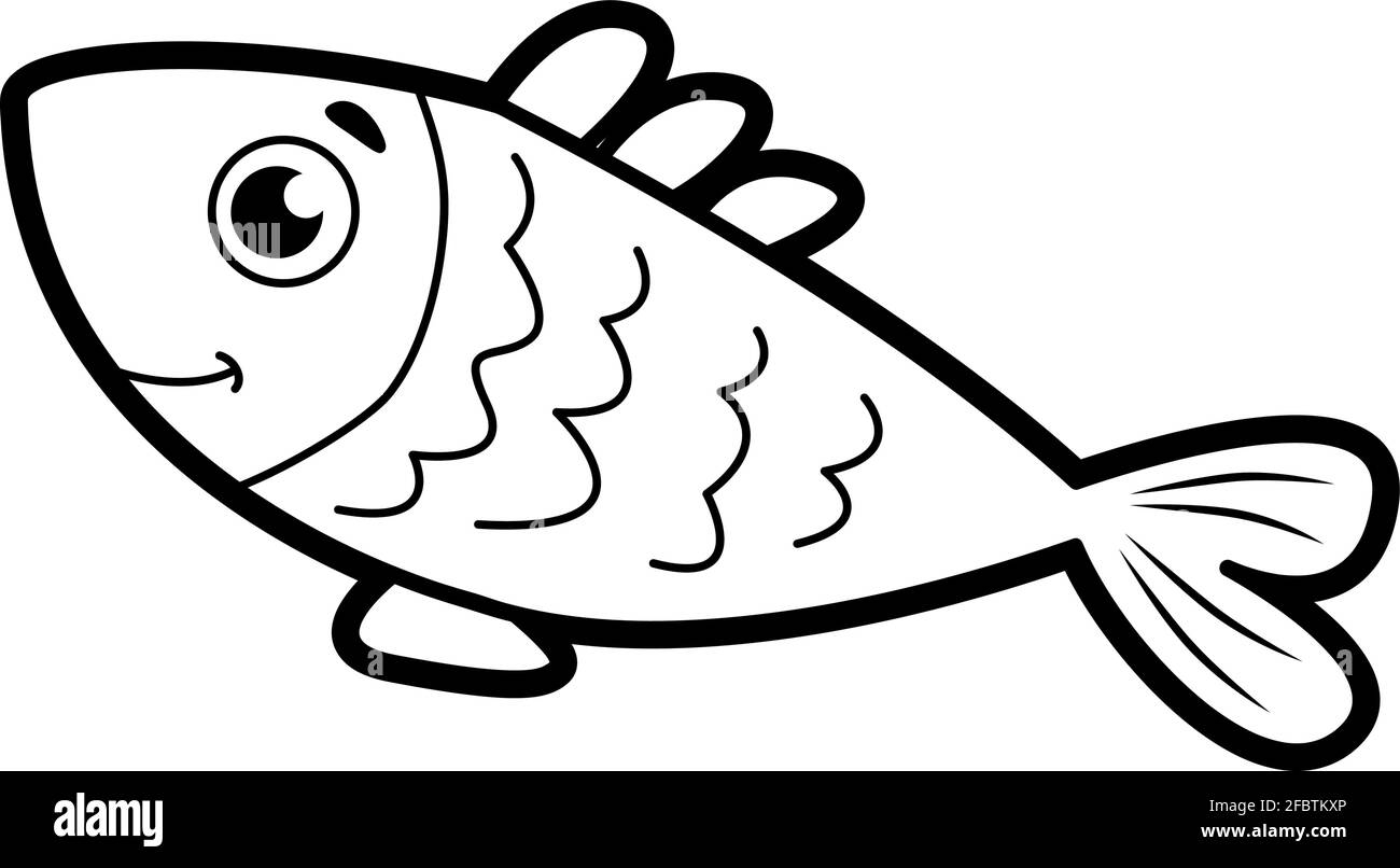 Coloring Book Or Page For Kids Fish Black And White Vector Illustration Stock Vector Image Art Alamy