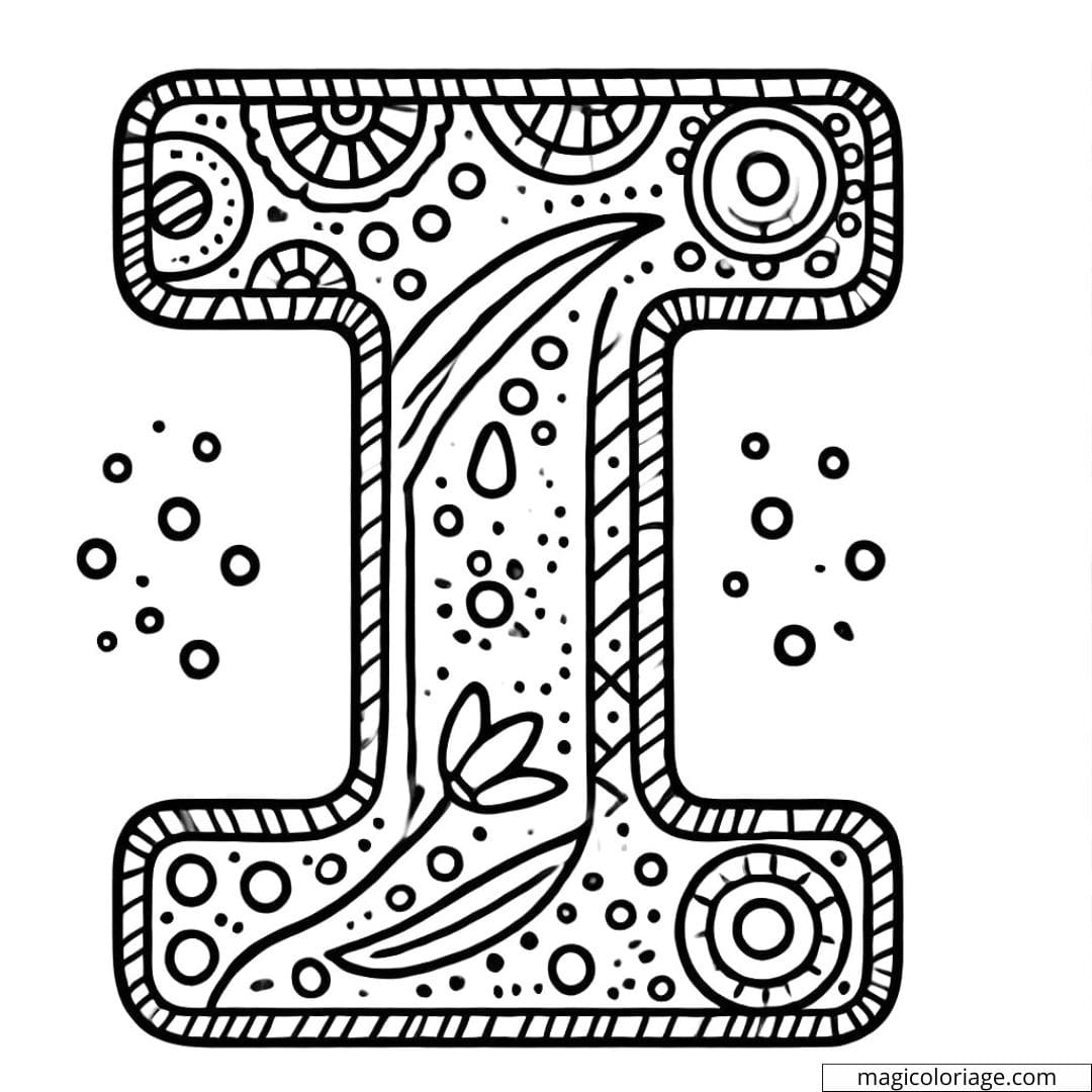 Coloring Letter I Simple Decorated Coloring Letter I Simple Decorated