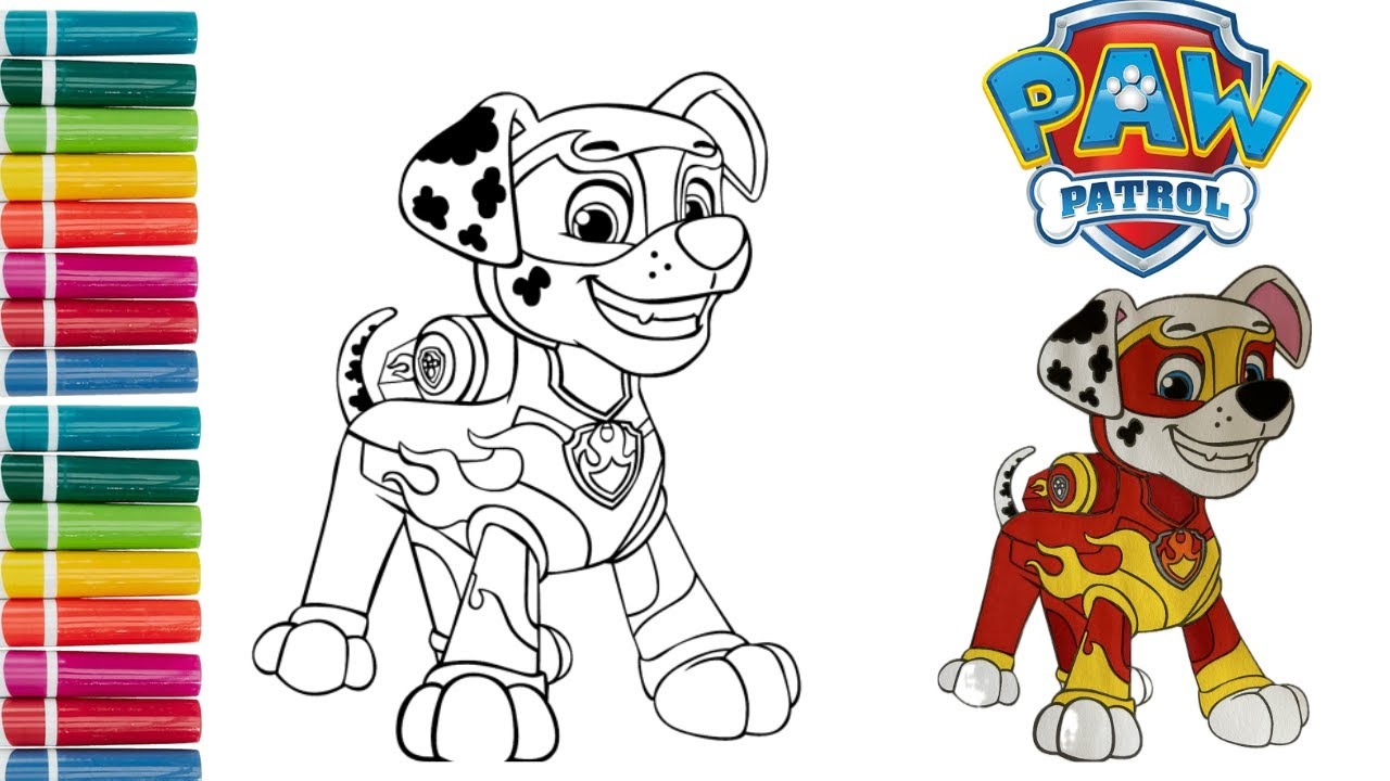 marshall from paw patrol coloring pages