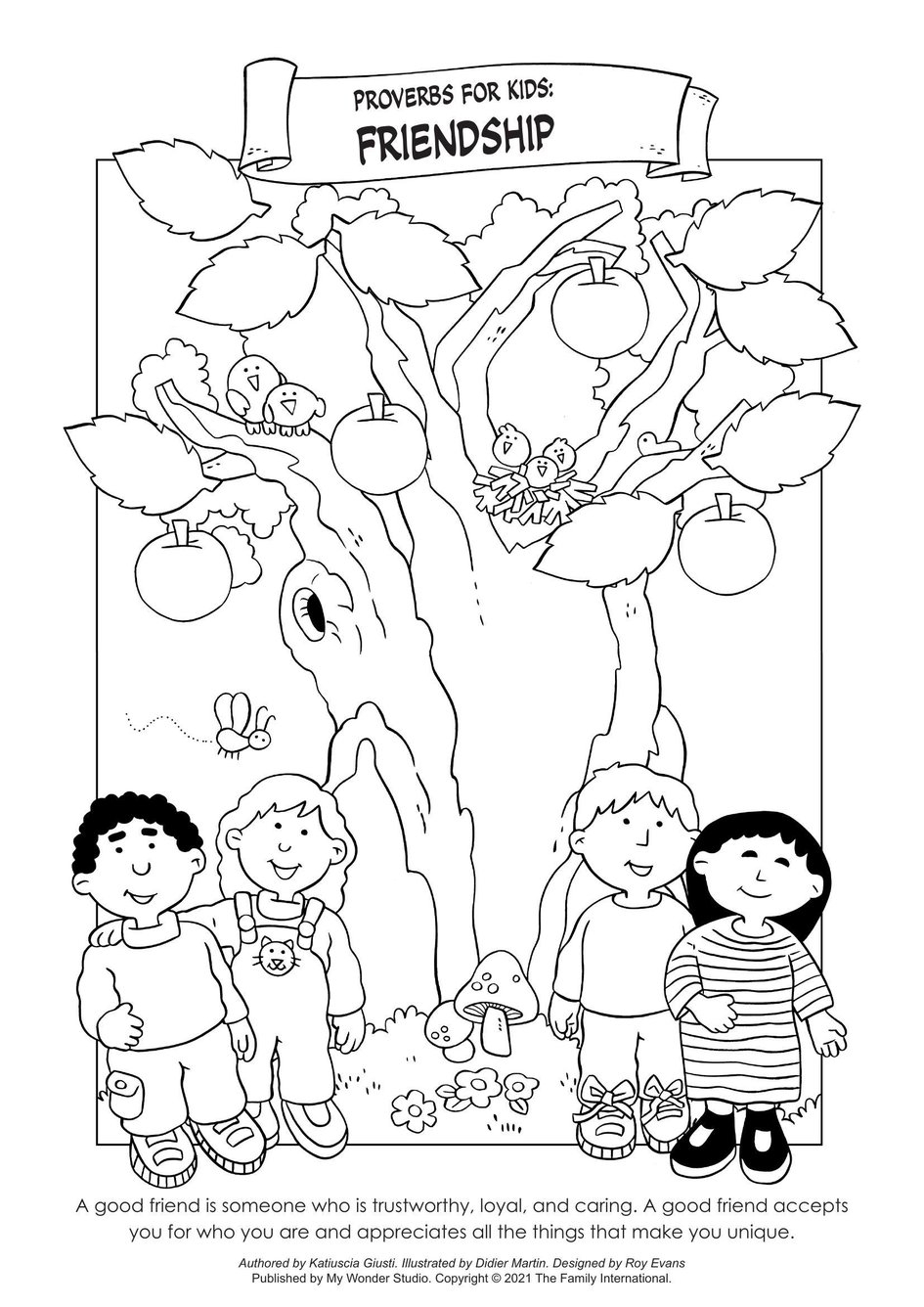 Coloring Page Proverbs For Kids Friendship My Wonder Studio