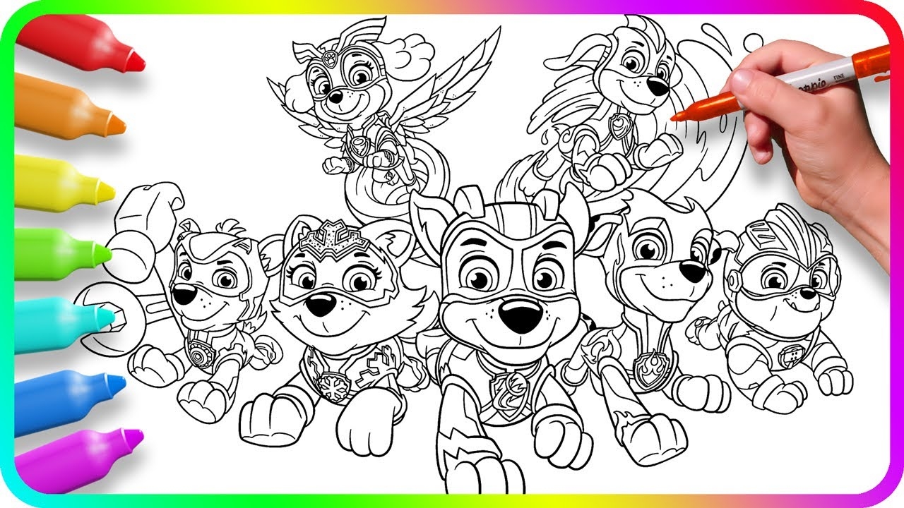 Coloring Pages PAW PATROL MIGHTY PUPS How To Draw Mighty Pups Easy Drawing Tutorial Art YouTube