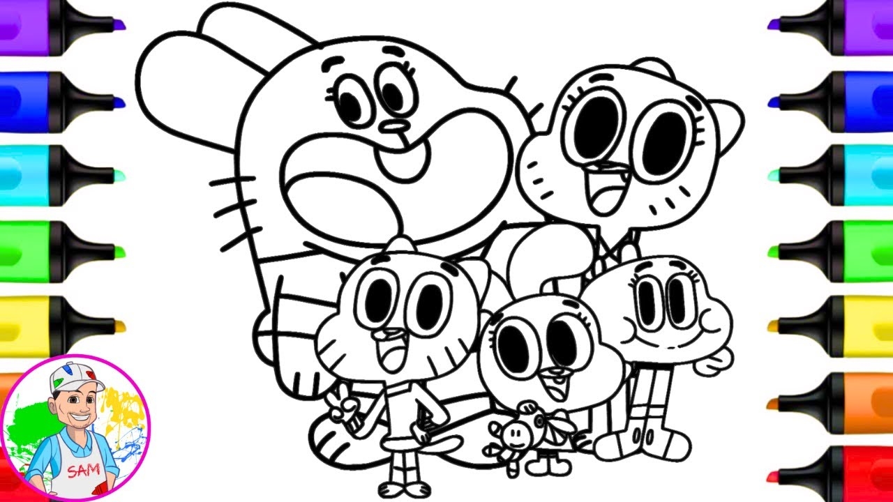 Coloring The Watterson Family The Amazing World Of Gumball Coloring Pages Art YouTube