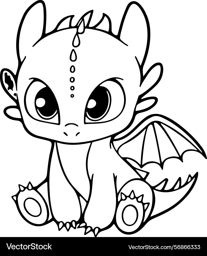 Cute Baby Dragon Coloring Pages Collection Royalty Free Vector VectorStock
