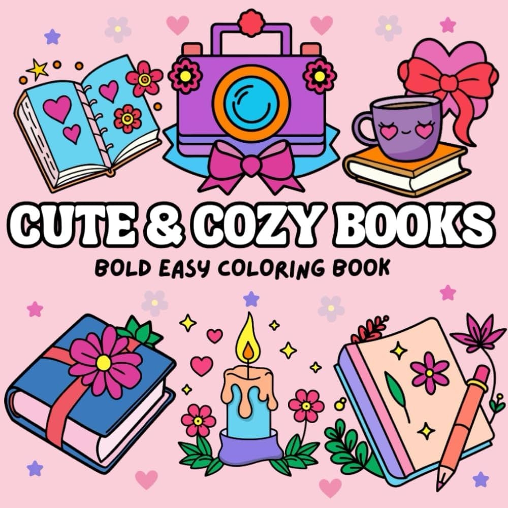 Cute Cozy Easy And Adorable Book Themed Coloring Pages For Kids Ages 3 7 Bold Fun Designs To Spark Imagination Bold Easy Coloring Books Press Doodlebug 9798280888395 Amazon Books