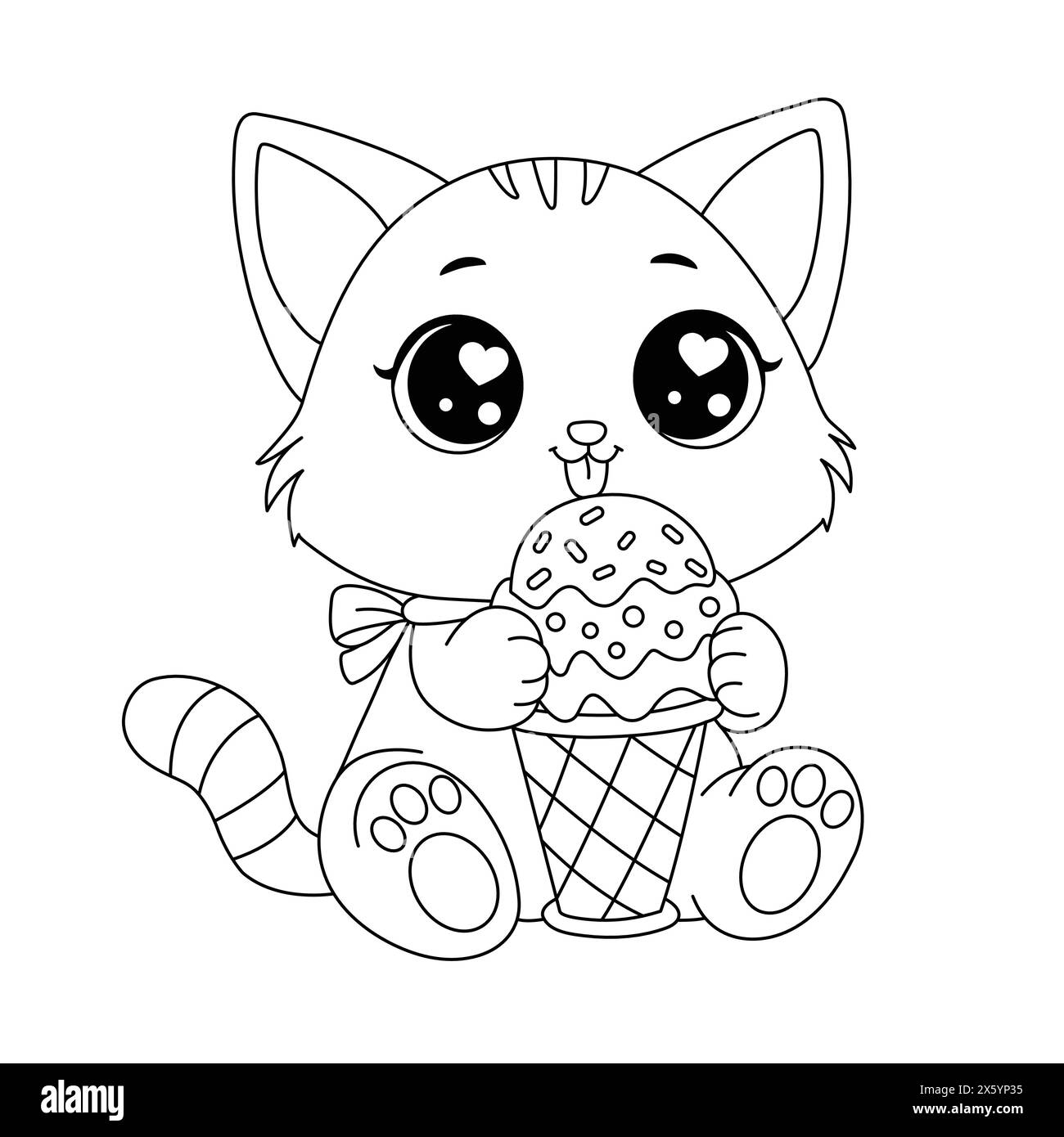 Cute Kitten Printable Free Kitties Kitty Coloring Page Black And White Stock Photos Images Alamy