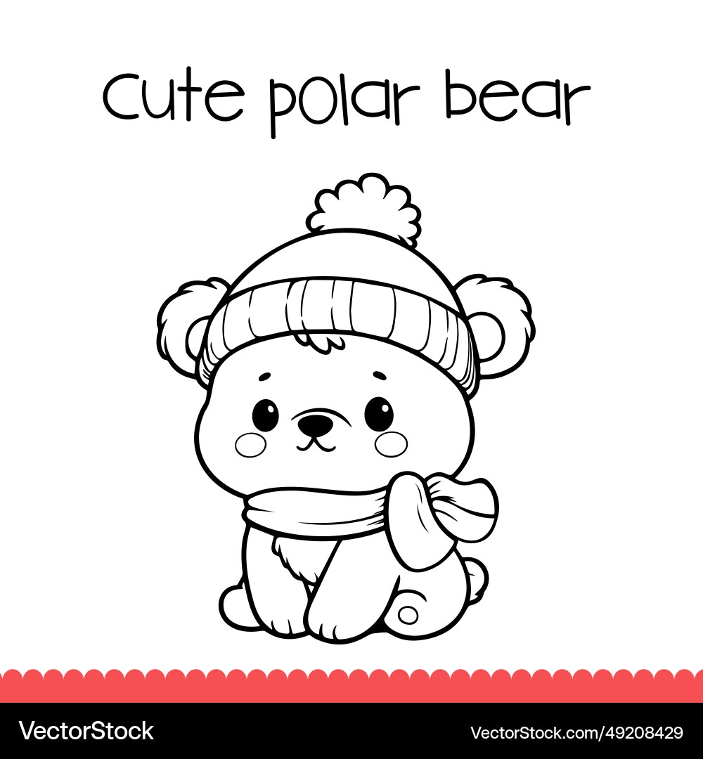Cute Polar Bear Coloring Page Royalty Free Vector VectorStock Cute Polar Bear Coloring Page Royalty Free Vector VectorStock