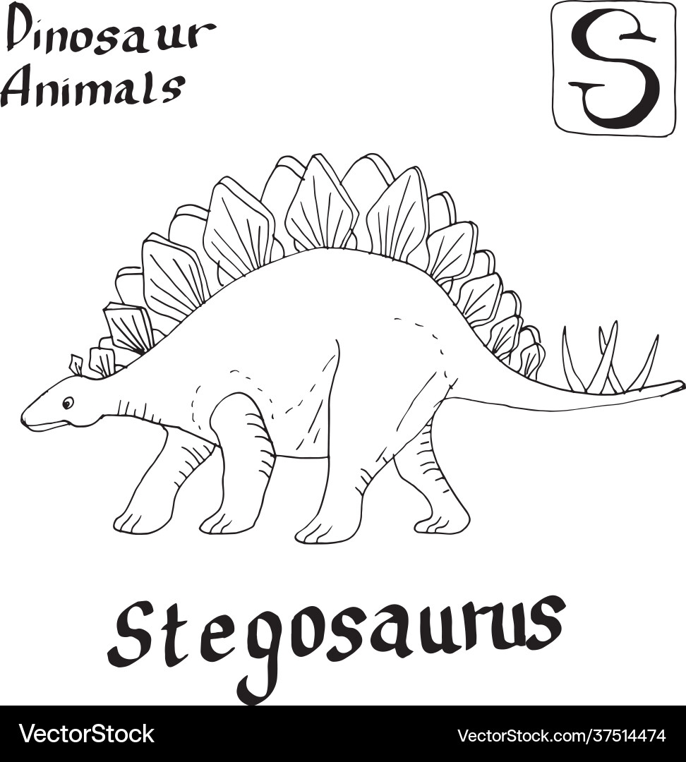 Dinosaur Stegosaurus Coloring Book Doodle Hand d Royalty Free Vector VectorStock