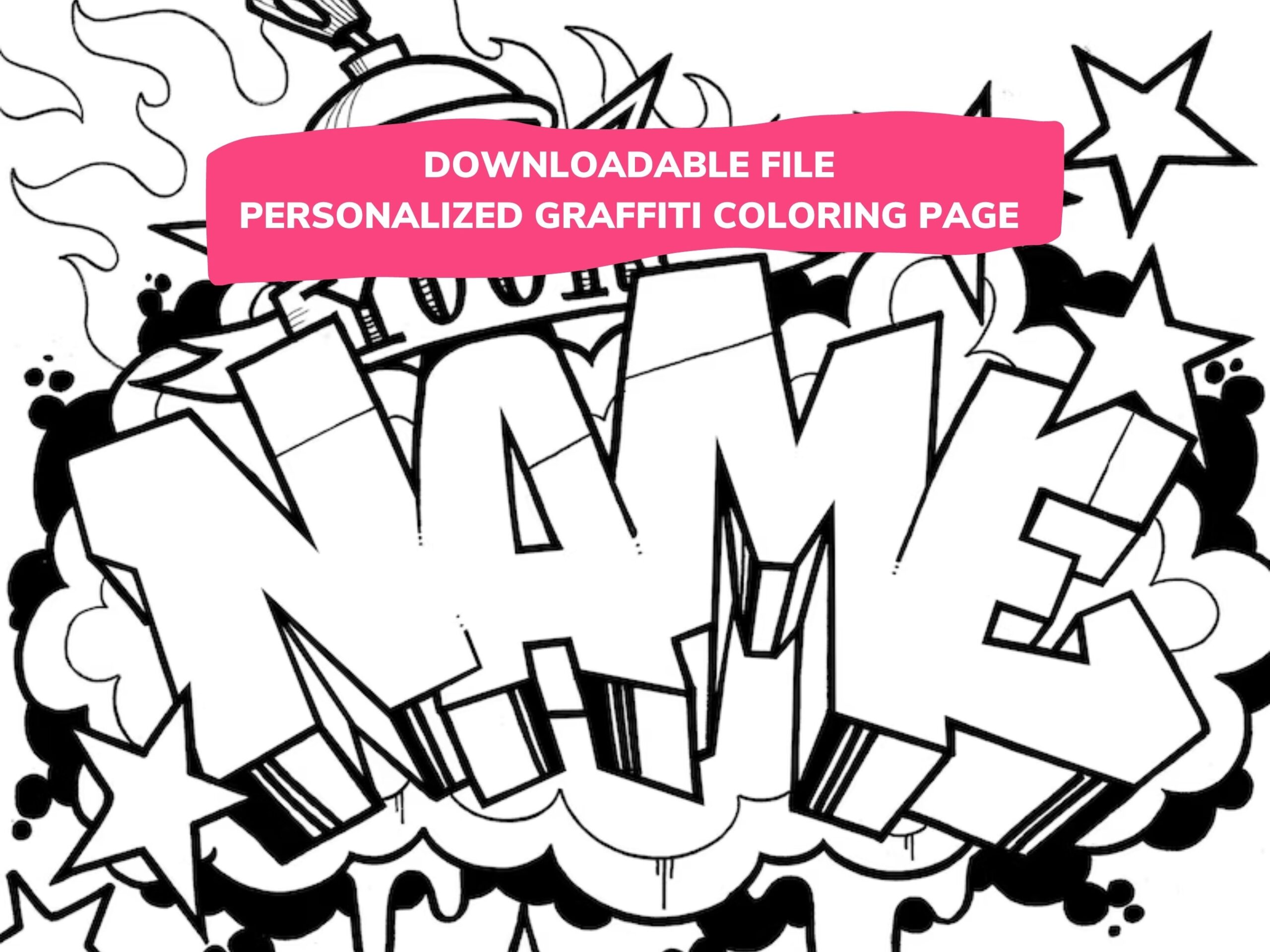DOWNLOADABLE Personalized Graffiti Coloring Page Etsy