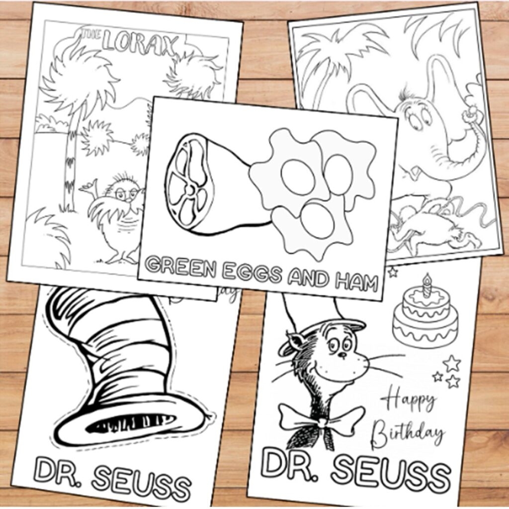 Dr Seuss Coloring Pages For Read Across America Week Zippi Kids