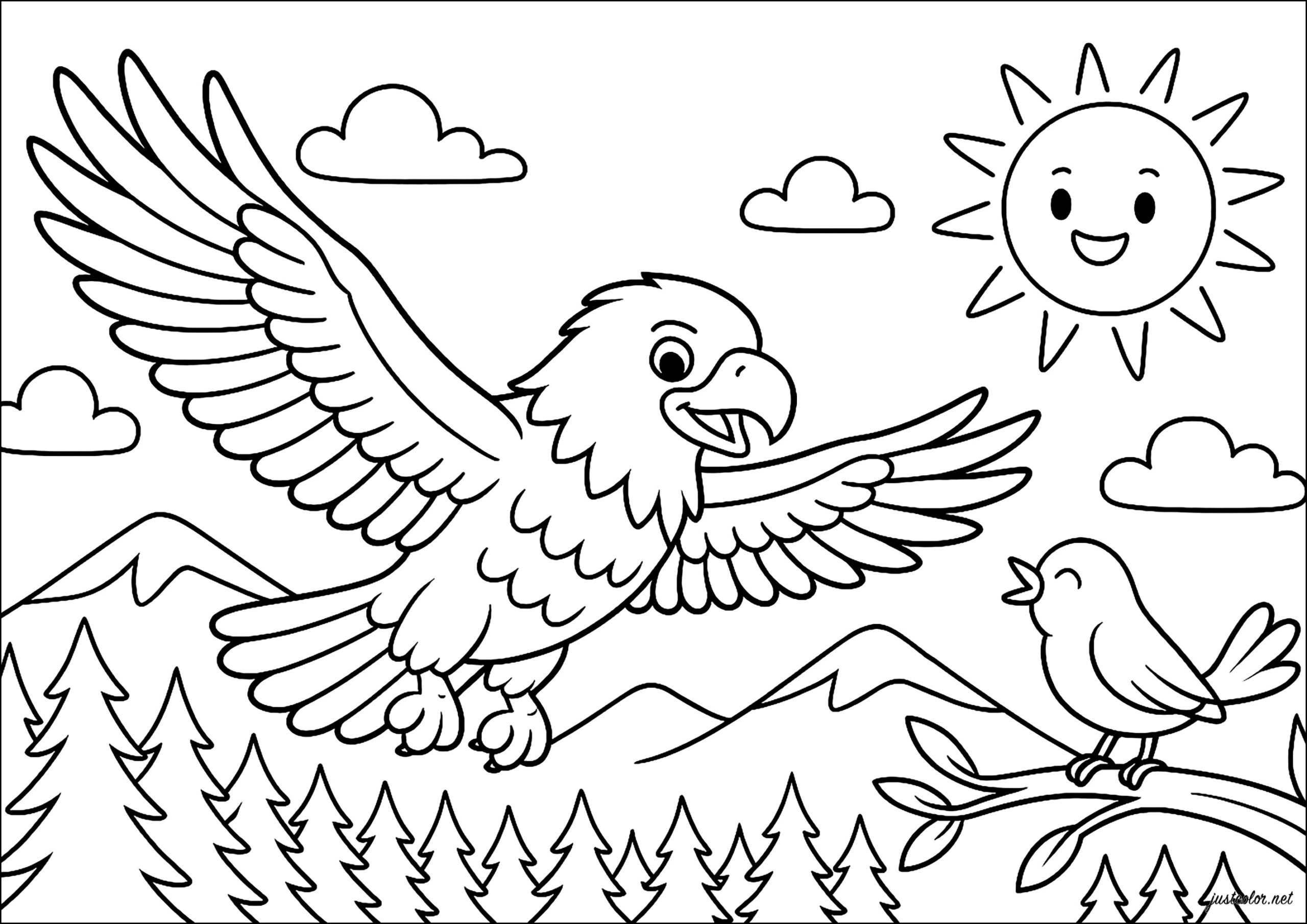 coloring page of an eagle