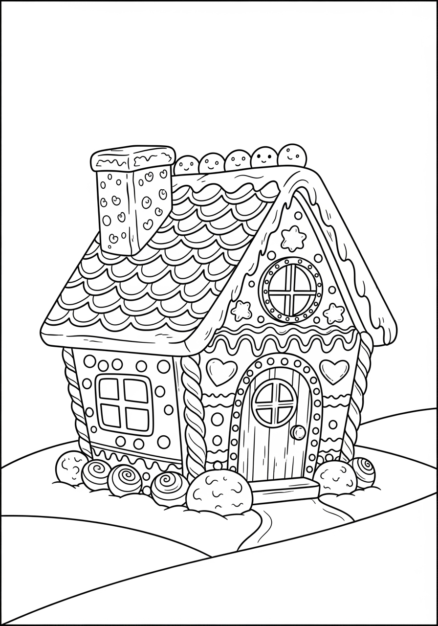 gingerbread house coloring page