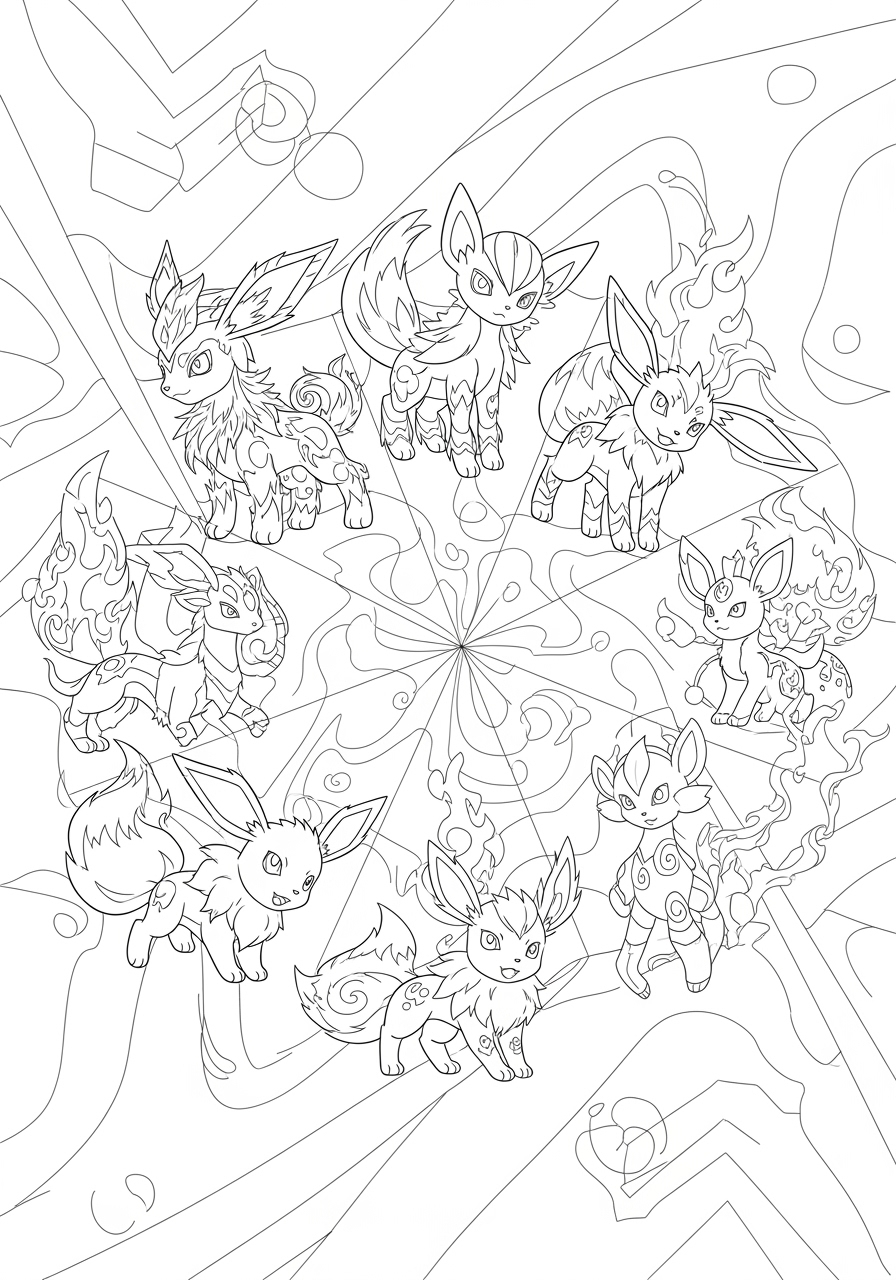 Eeveelution Coloring Page Free Printable For Kids