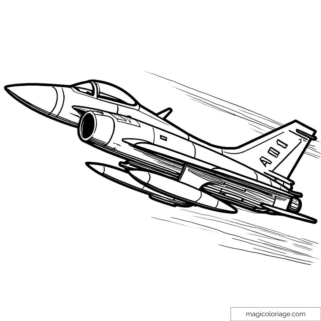 Fighter Plane In Action Coloring Page For Kids