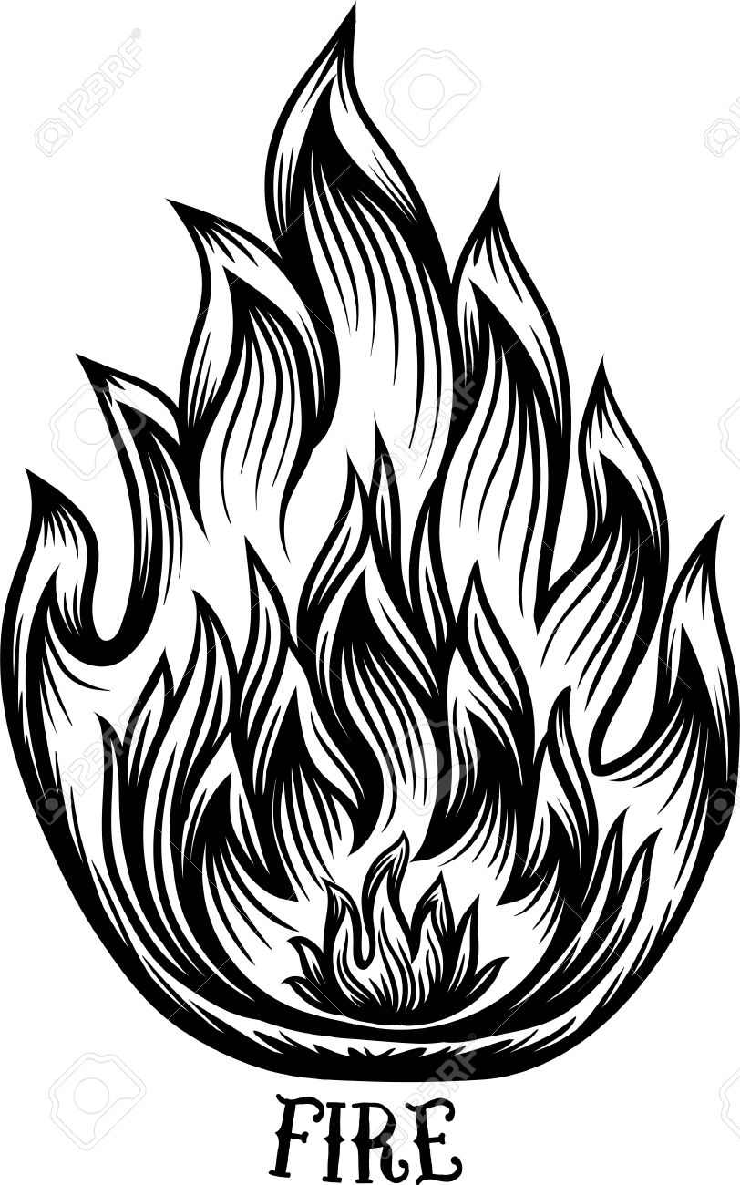 Fire Icon Elegant Filigree Line Art Style Tattoo Coloring Page For Adult T shirt Design Hipster Tattoo Idea Elements Of Fire Symbol Royalty Free SVG Cliparts Vectors And Stock Illustration Image 64860937 