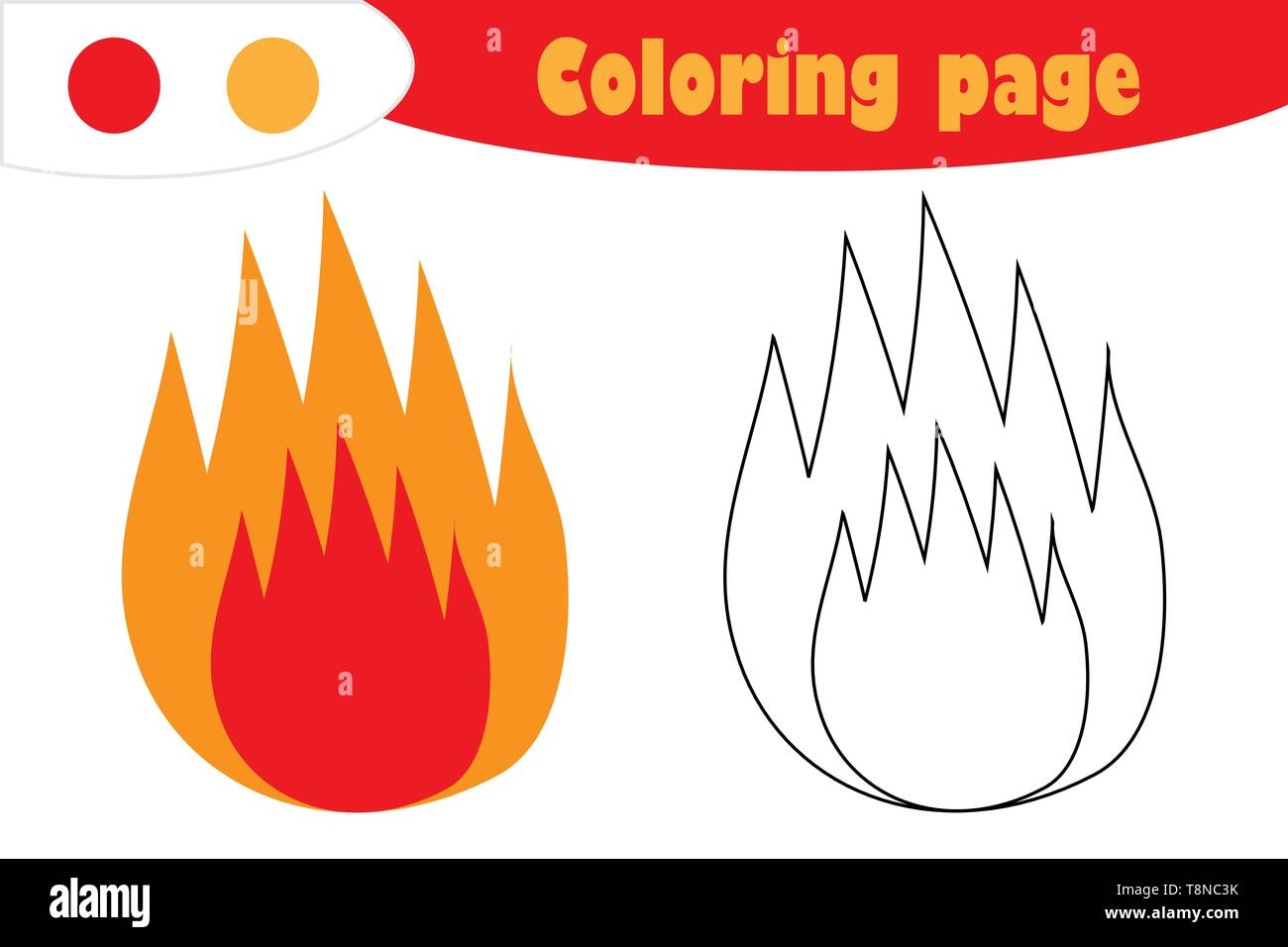 Fire In Cartoon Style Coloring Page Education Paper Game For The Development Of Children Kids Preschool Activity Printable Worksheet Vector Stock Vector Image Art Alamy