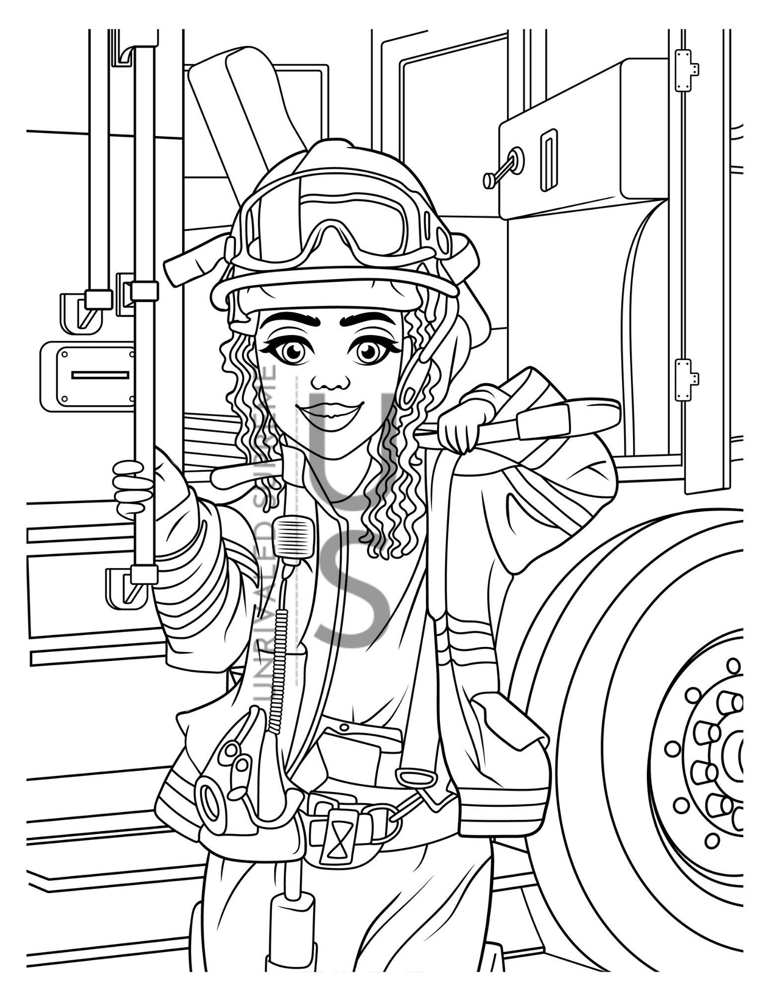 Firefighter Coloring Page Black Coloring Page Black Woman Coloring Page Kids Coloring Page Print Coloring Page Coloring Page Etsy