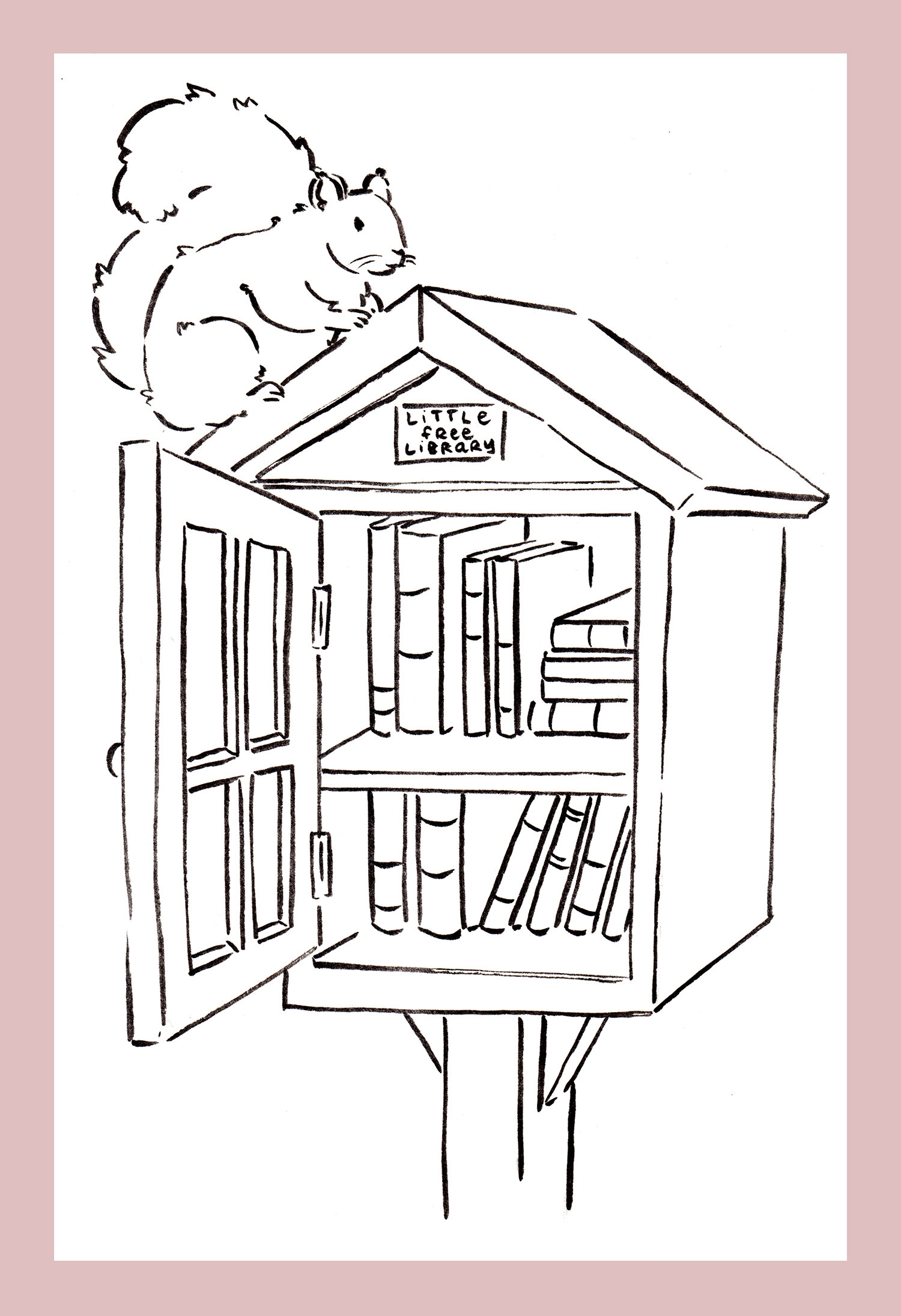 Free Colouring Page Little Free Library Natalie Czerwinski Illustration