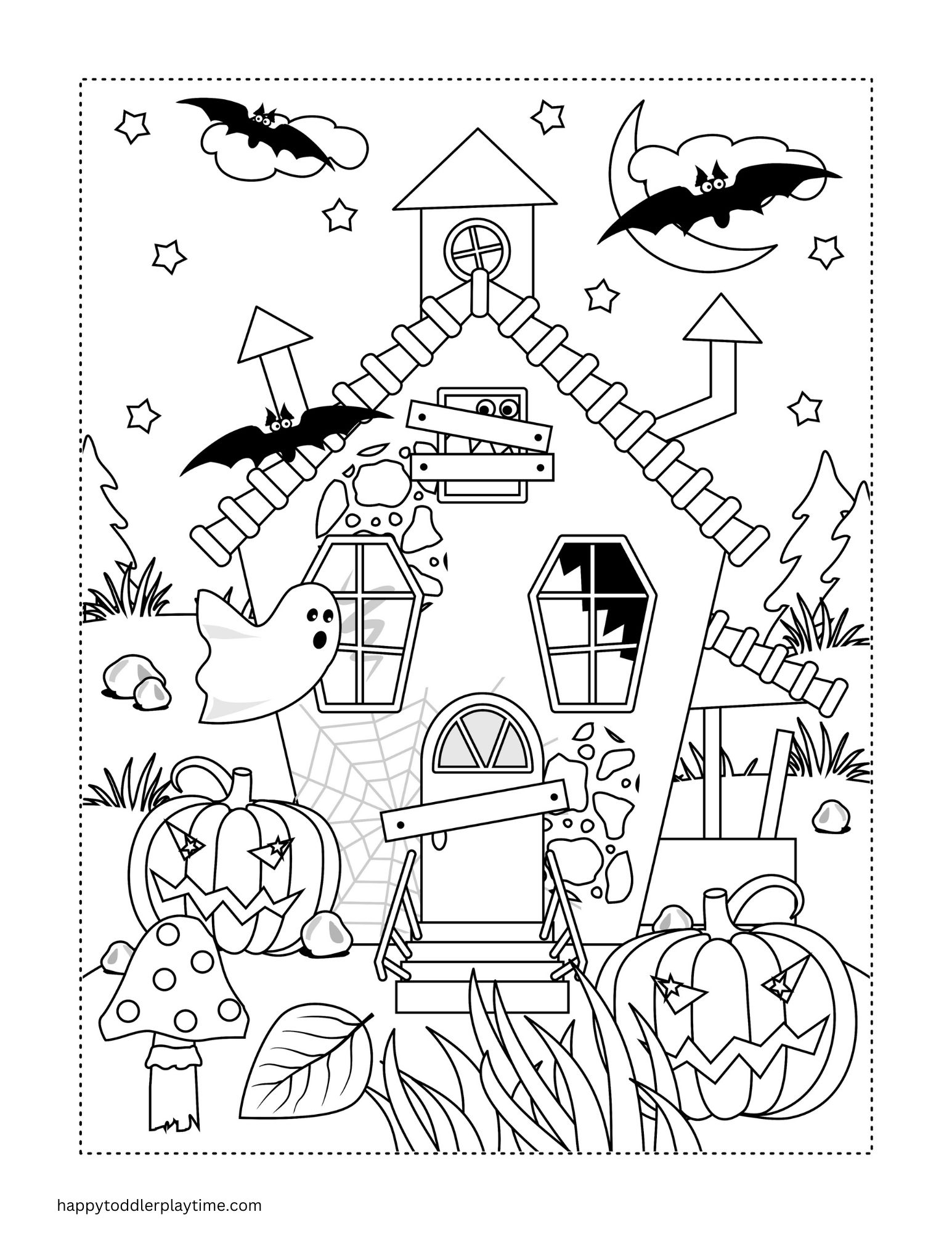 Free Haunted House Coloring Pages Happy Toddler Playtime