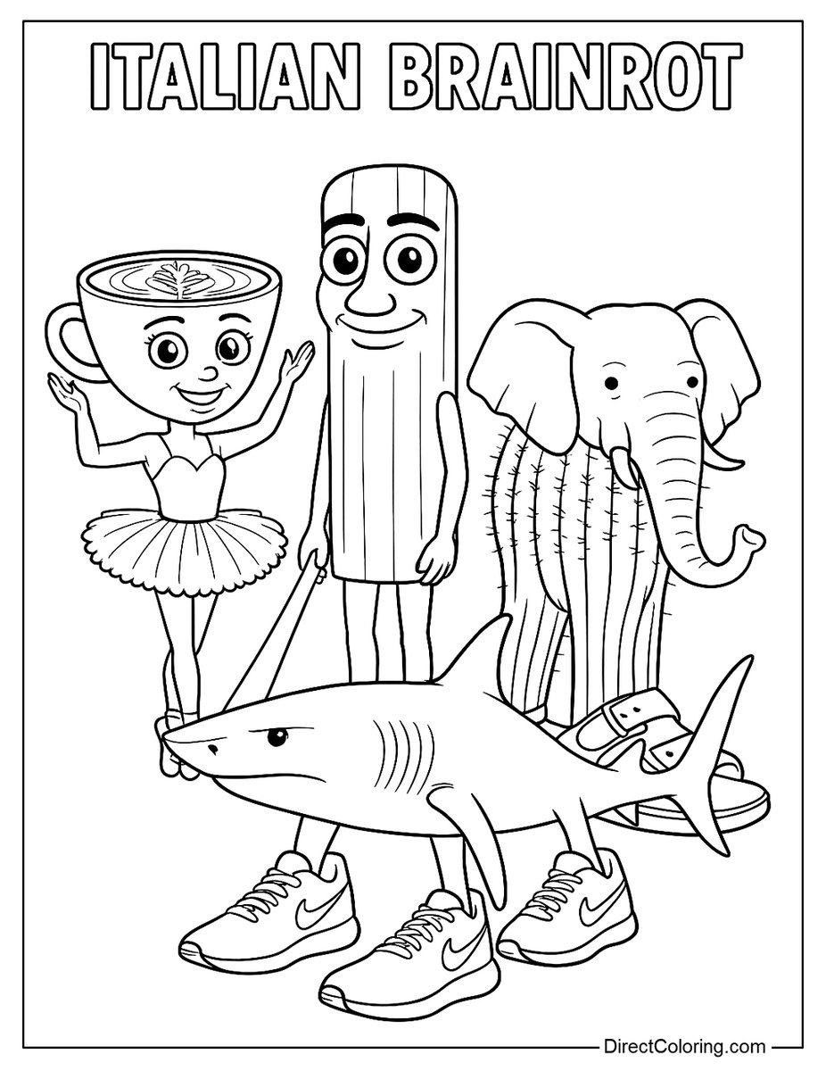 Free Italian Brainrot Coloring Pages Https t co pzaHM4oU8U italianbrainrot coloringpages FreePrintable