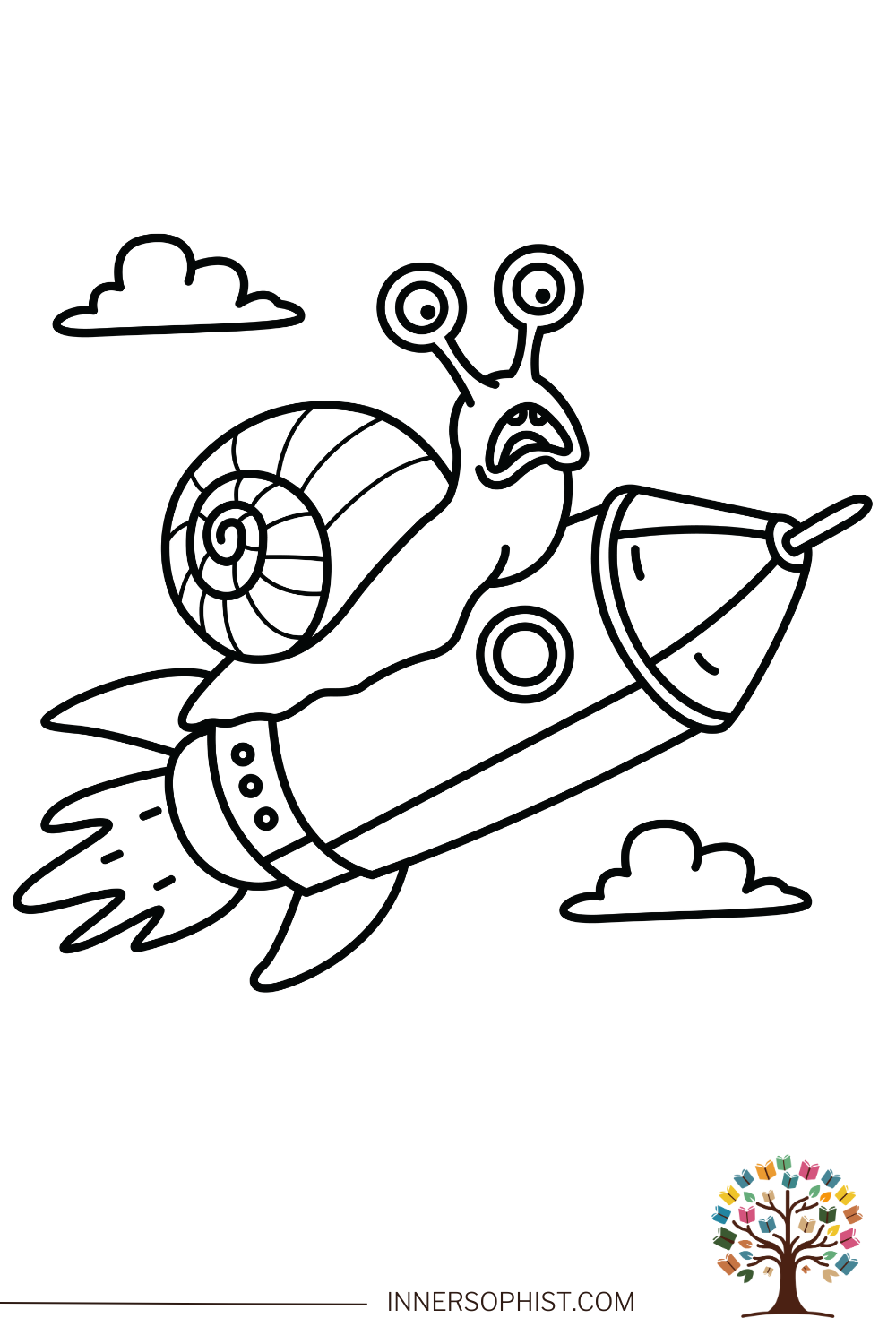 Free Printable Snail On Rocket Coloring Page InnerSophist