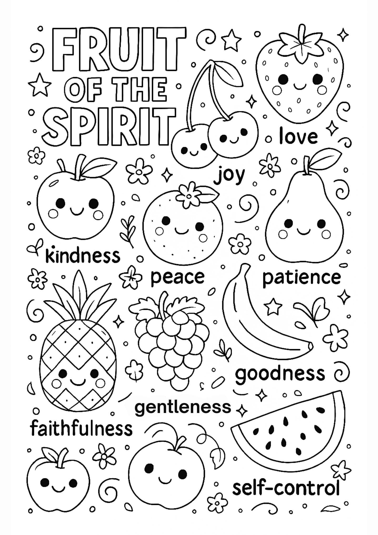 Fruit Of The Spirit Coloring Page Christian Faith Printable Faith based Coloring Etsy