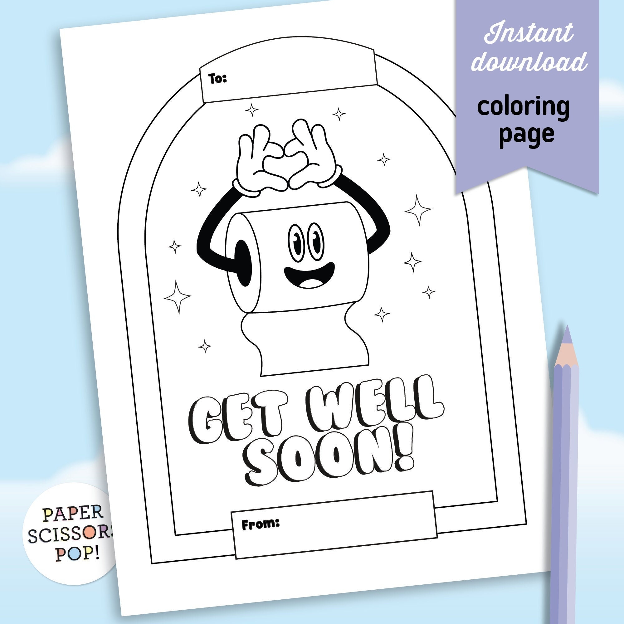 Funny Get Well Soon Card Printable Coloring Page Instant Download Printable Funny Get Well Soon Card Get Well Soon Gift Etsy