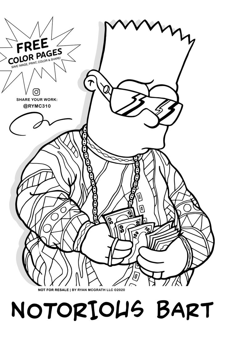 Gangsta Bart Simpson Coloring Pages Gangsta Bart Simpson Coloring Pages