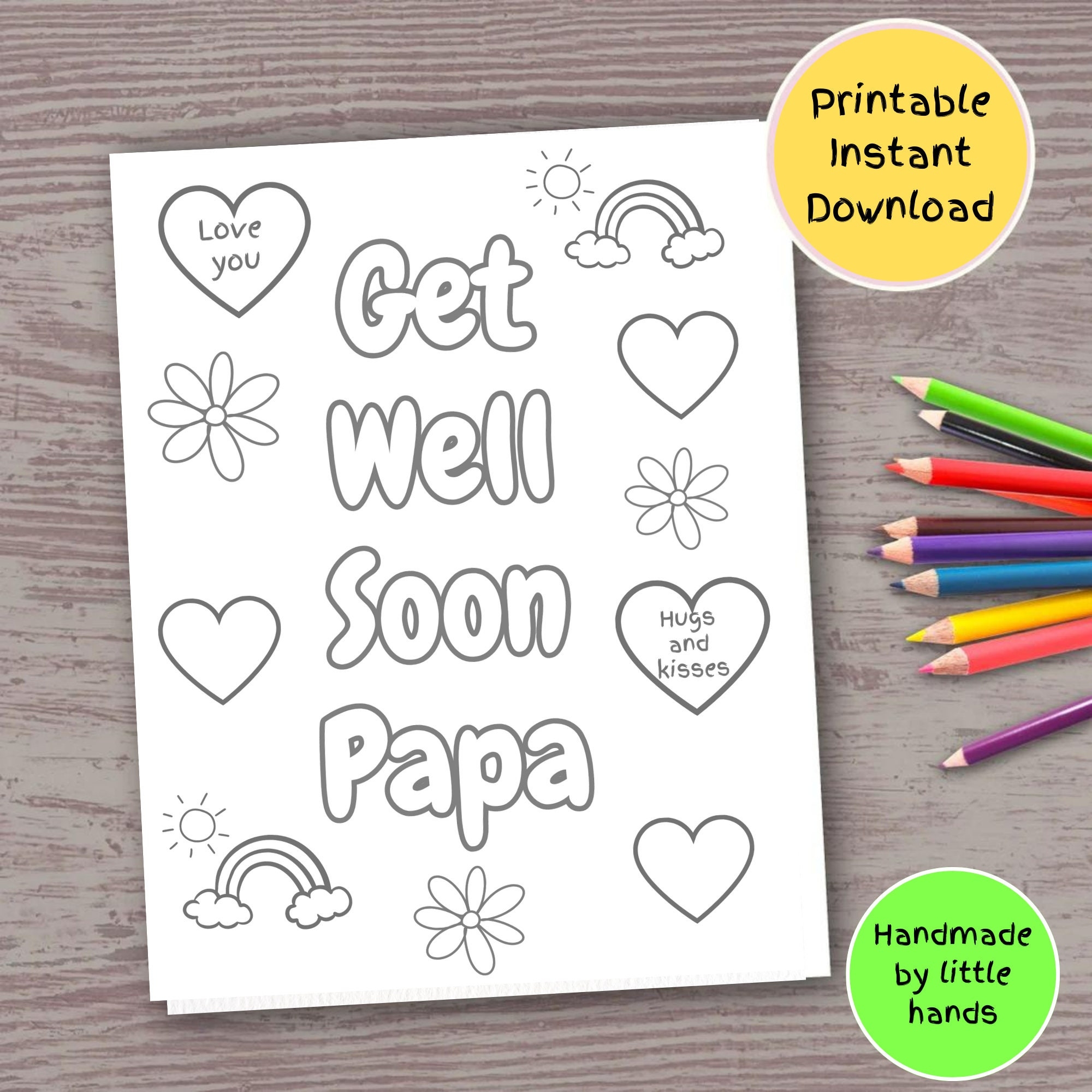 Get Well Soon Papa Coloring Page Kids Printable Card digital Download Etsy Israel
