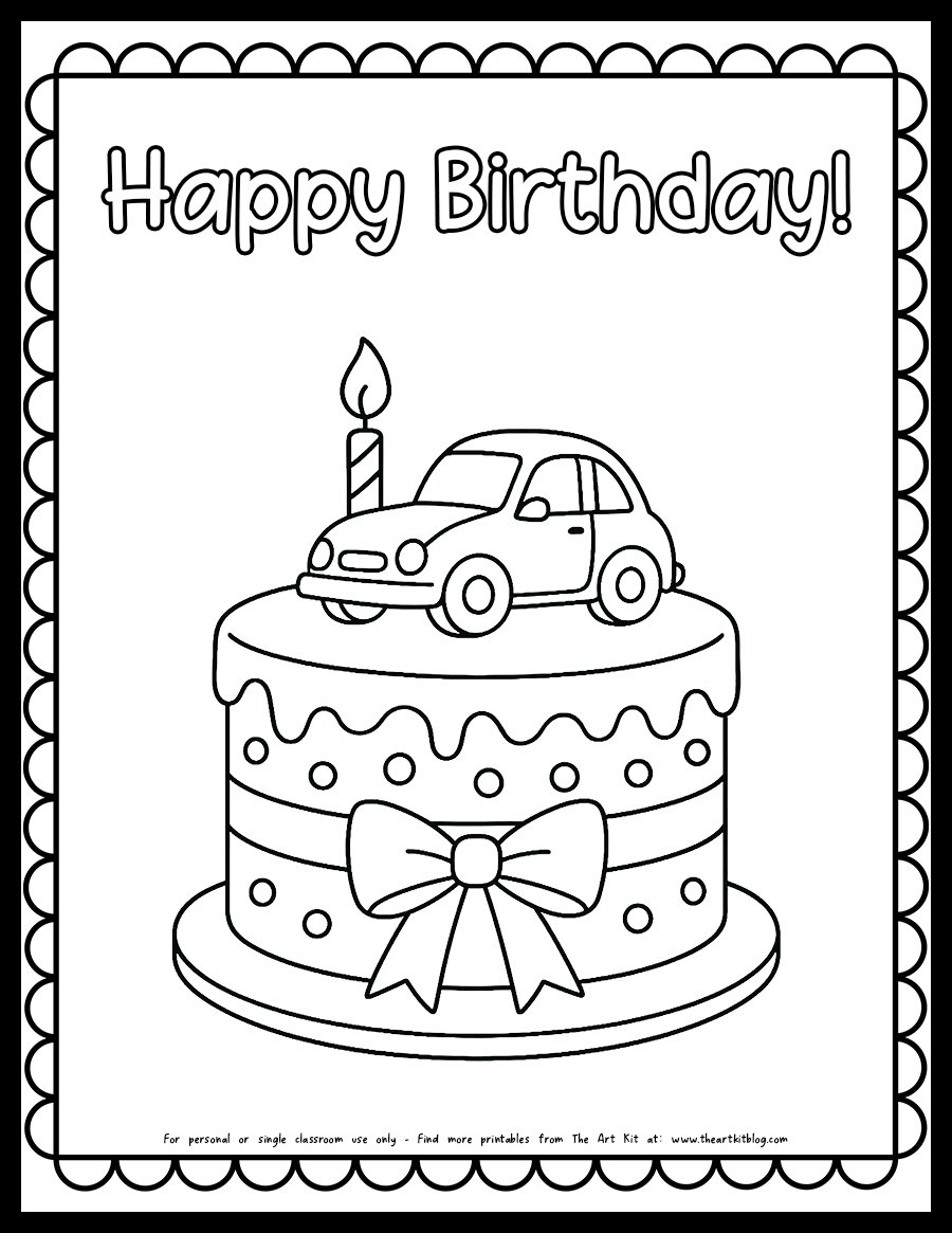 coloring pages birthday cake
