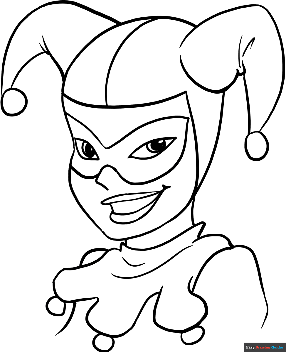 Harley Quinn Coloring Page Easy Drawing Guides