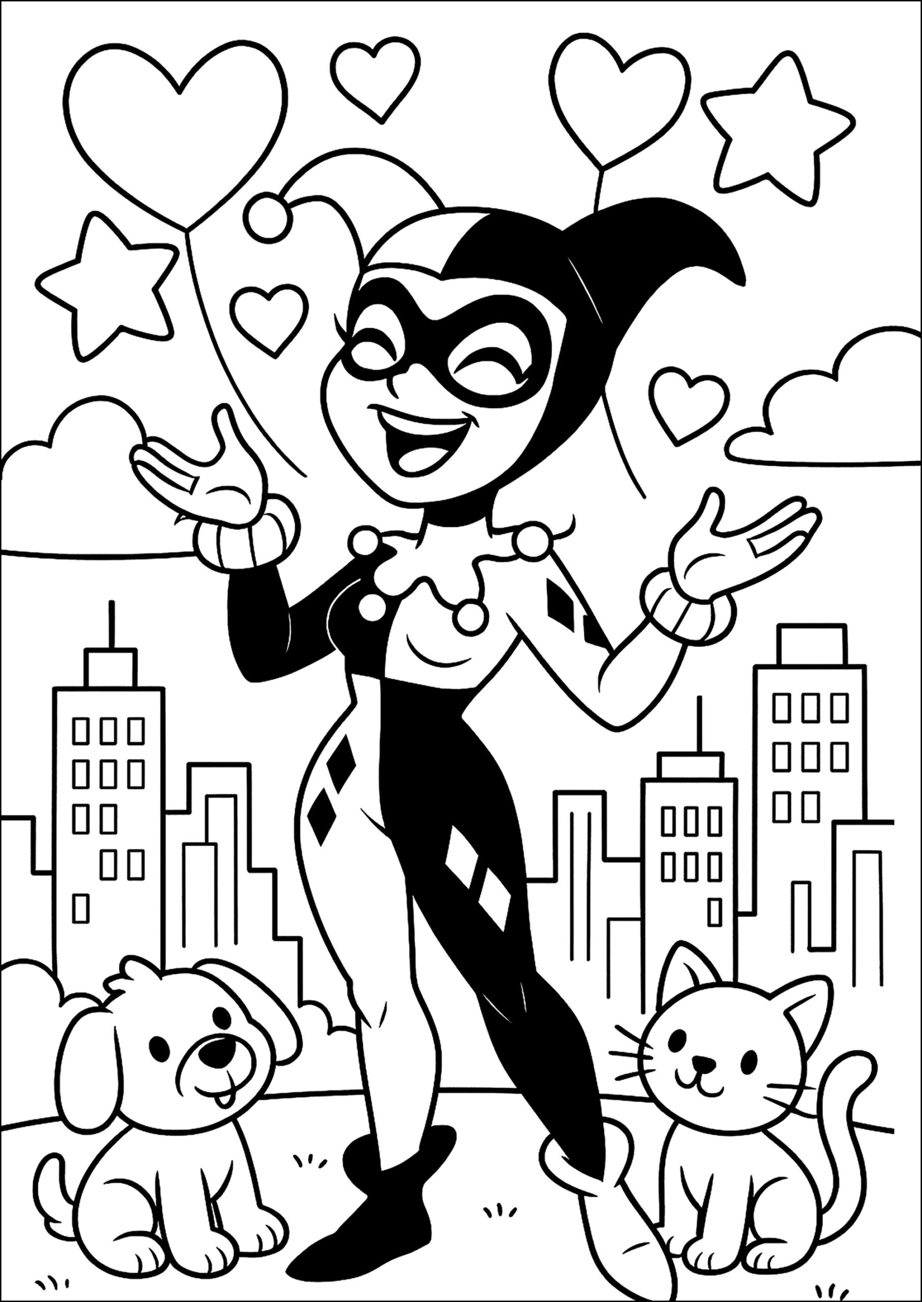 Harley Quinn On The Town Harley Quinn Coloring Pages
