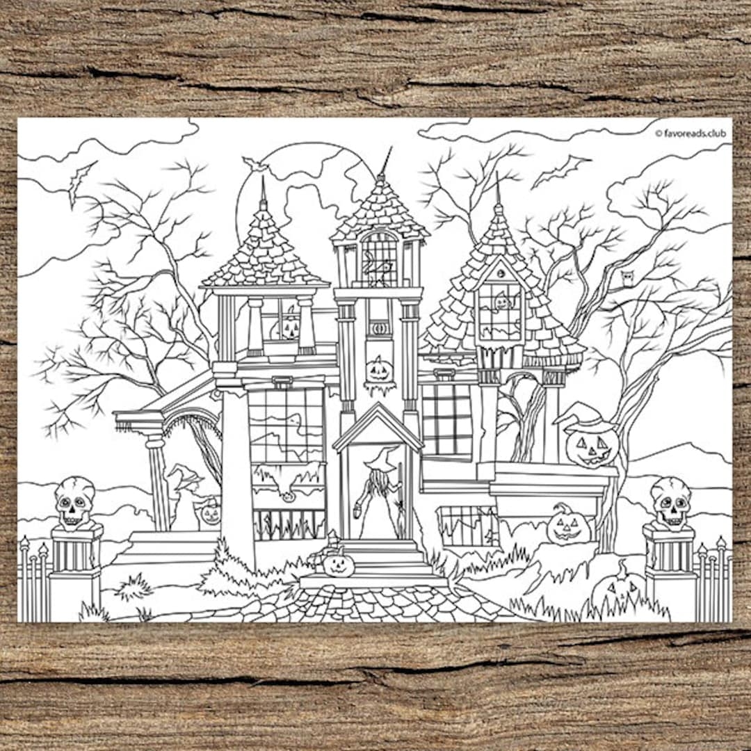 haunted house color pages