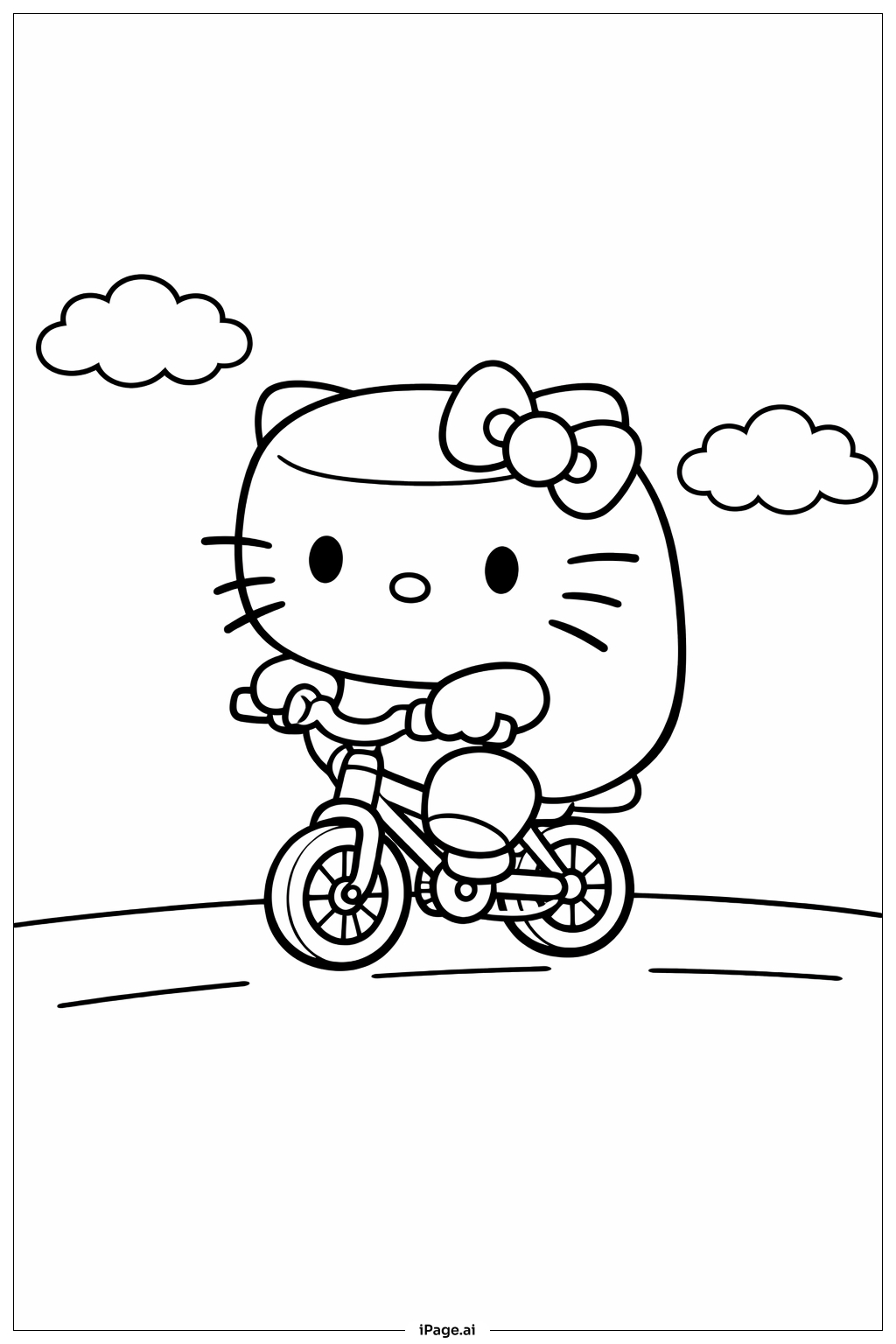 Hello Kitty Marshmallow Riding Bike Coloring Page Free PDF PNG Printable Hello Kitty Marshmallow Riding Bike Coloring Page Free PDF PNG Printable