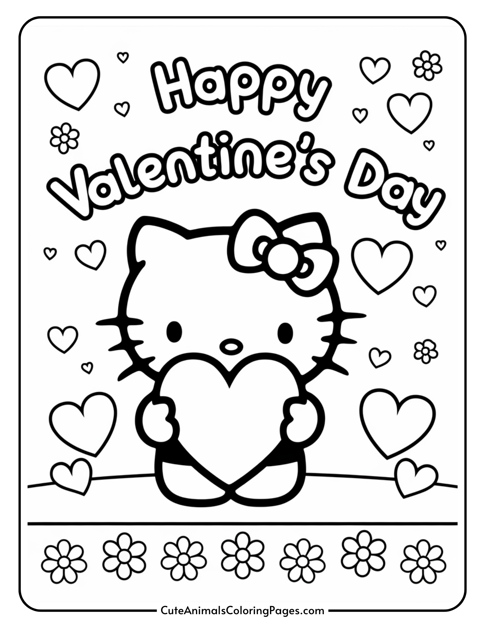 Hello Kitty Valentine Coloring Pages 24 Free Printable PDF Pages Cute Animals Coloring Pages