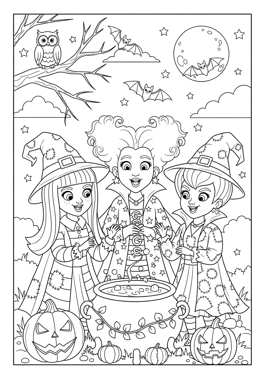 Hocus Pocus Coloring Page For Kids Pri 