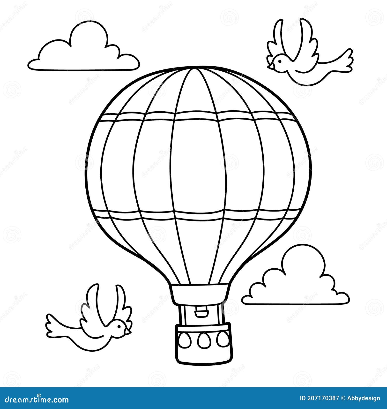 Hot Air Ballon Coloring Page Stock Illustration Illustration Of Tourism Retro 207170387