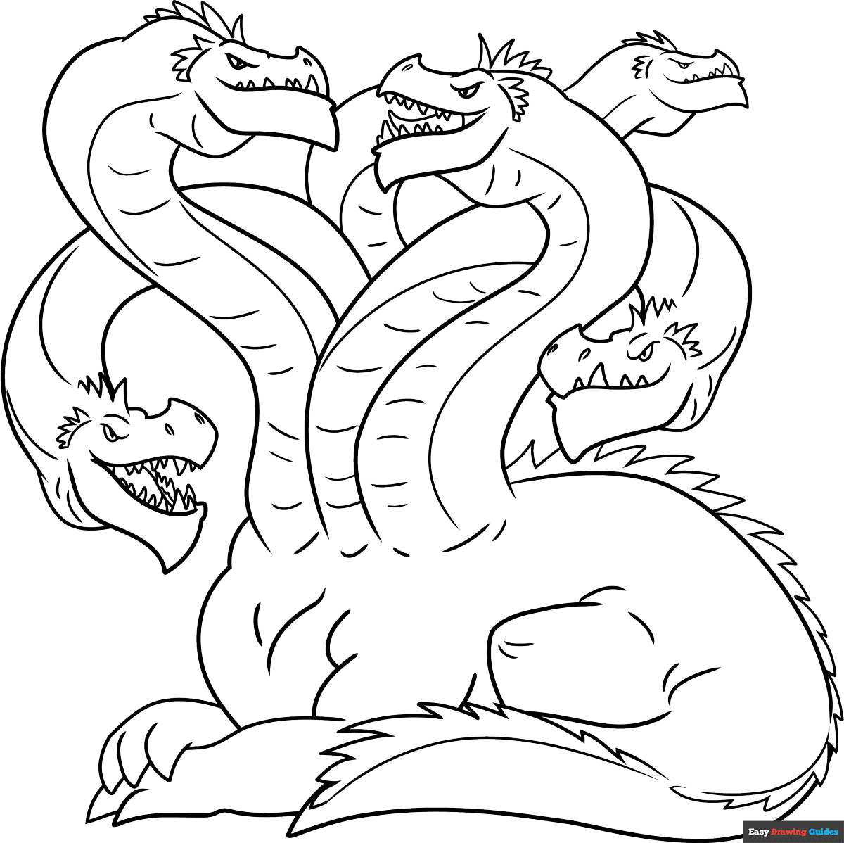 Hydra From Greek Mythology Coloring Page Easy Drawing Guides