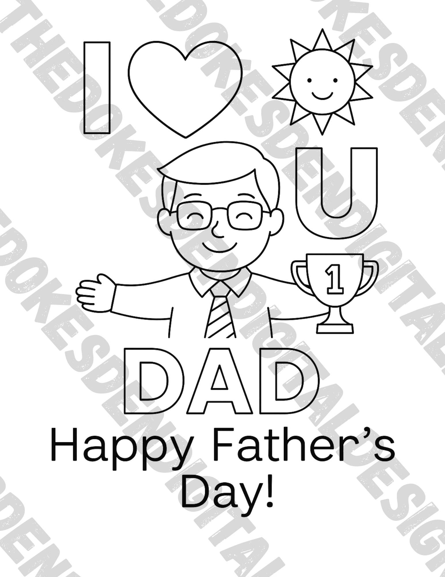 I Love You Dad Coloring Sheet Father s Day Printable For Children Etsy