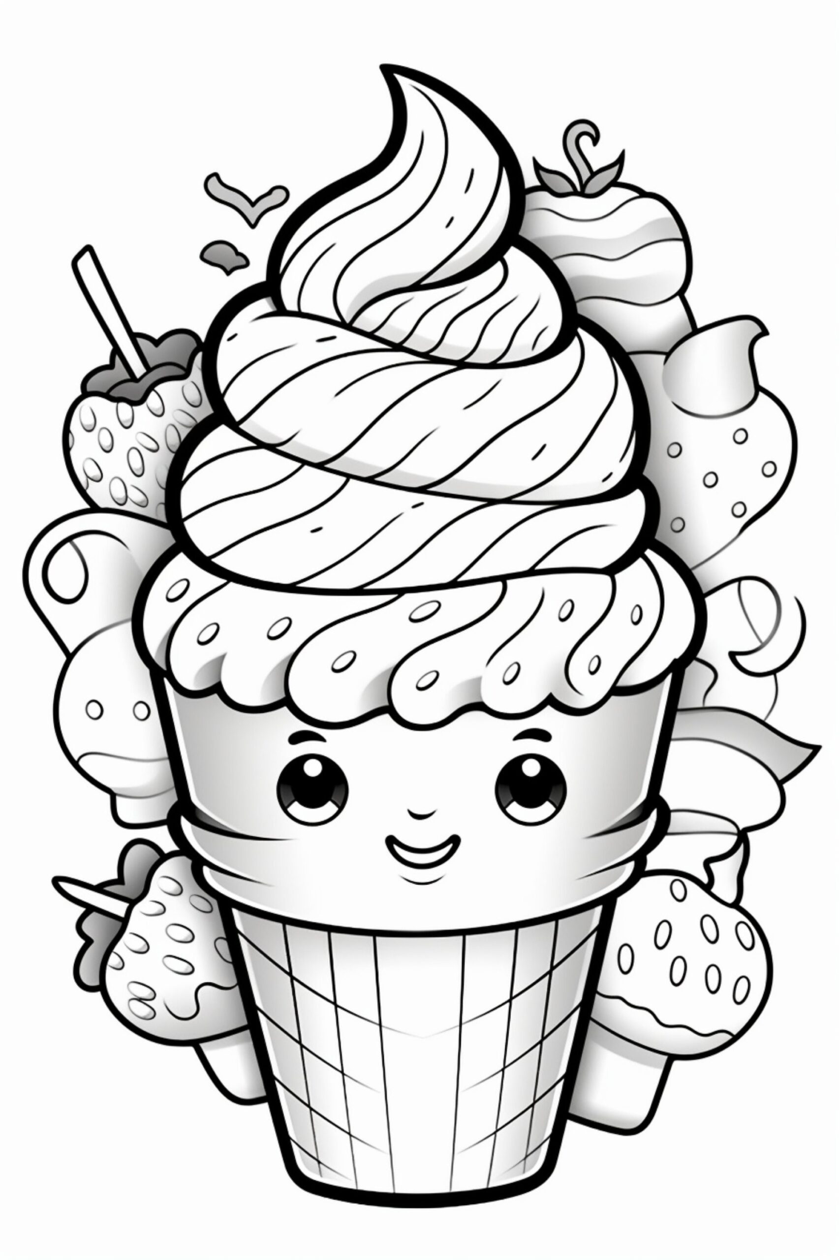 Ice Cream 1 Coloring Pages 5 Etsy Ice Cream 1 Coloring Pages 5 Etsy