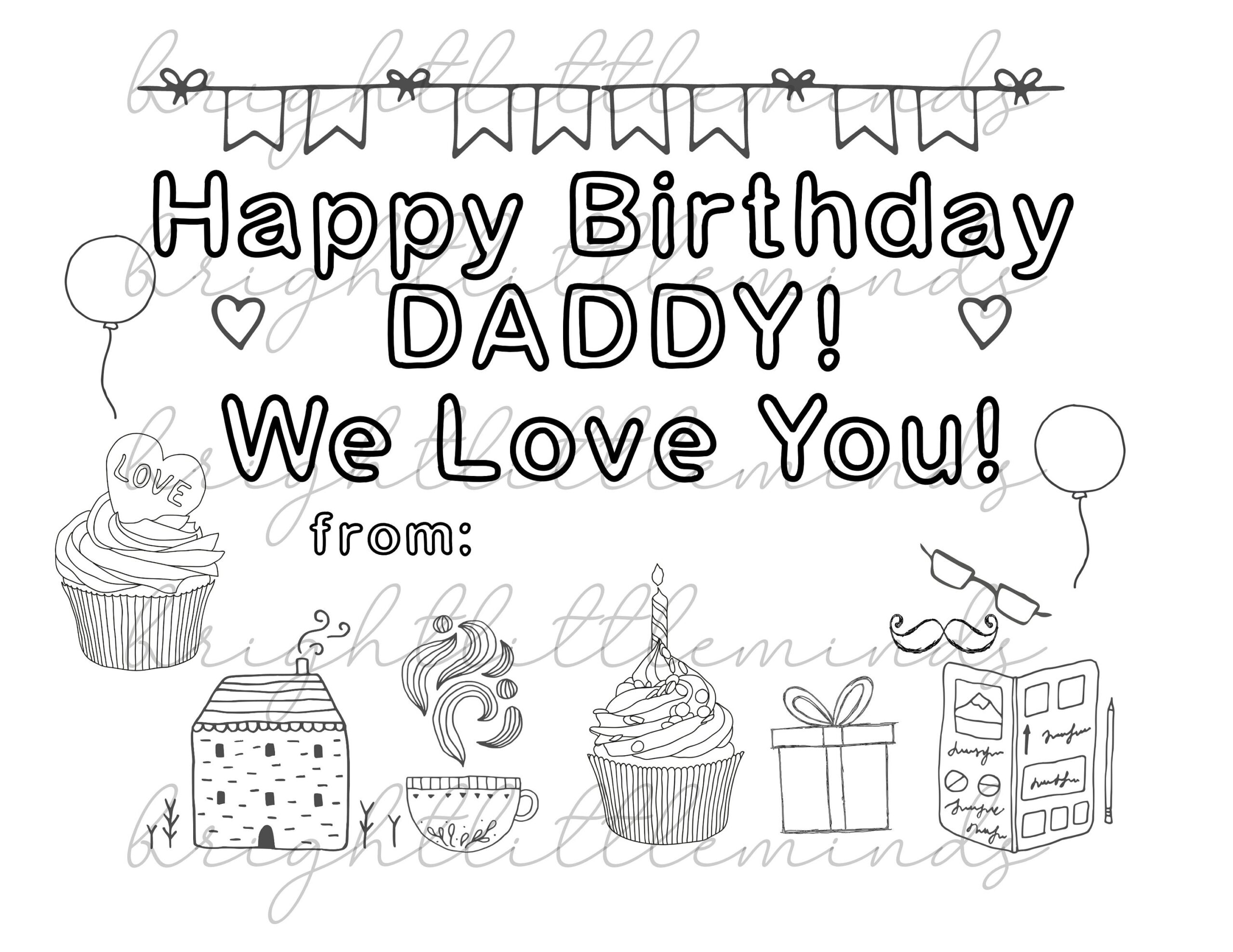 Instant Download Printable Happy Birthday Daddy DIY Kids Activity Coloring Gift Fun Card Made By Kids Letter A4 PDF Etsy