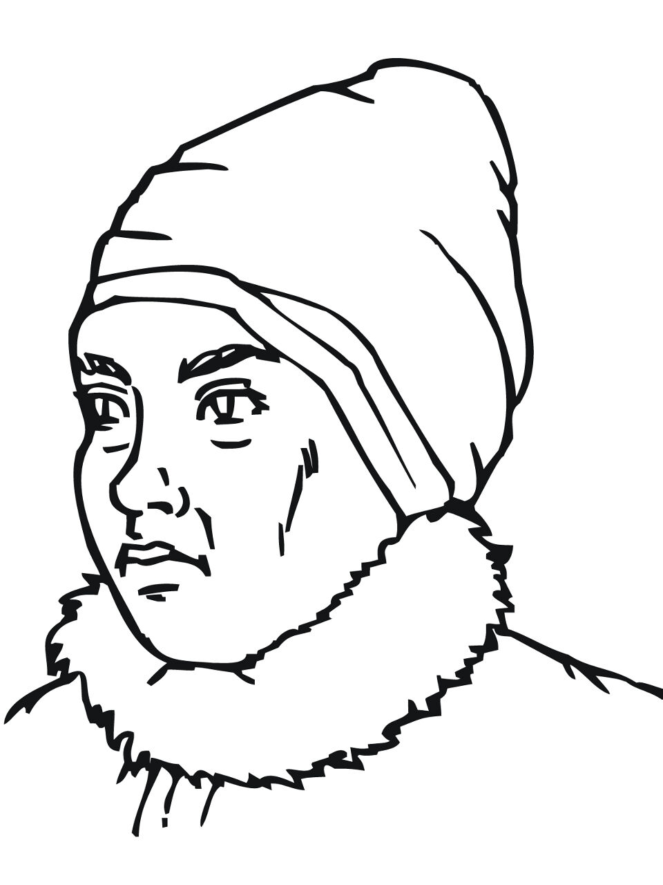 Inuit Woman Portrait Coloring Page Free Printable
