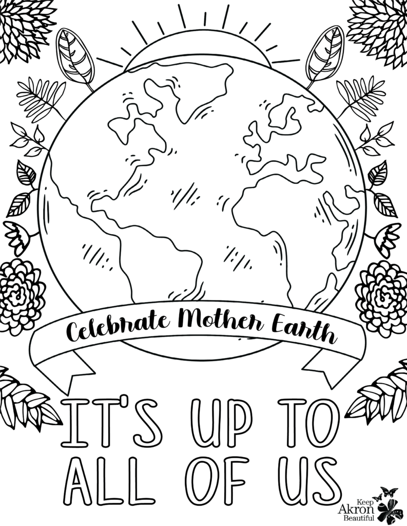 KAB Earth Day Coloring Page Poster Keep Akron Beautiful