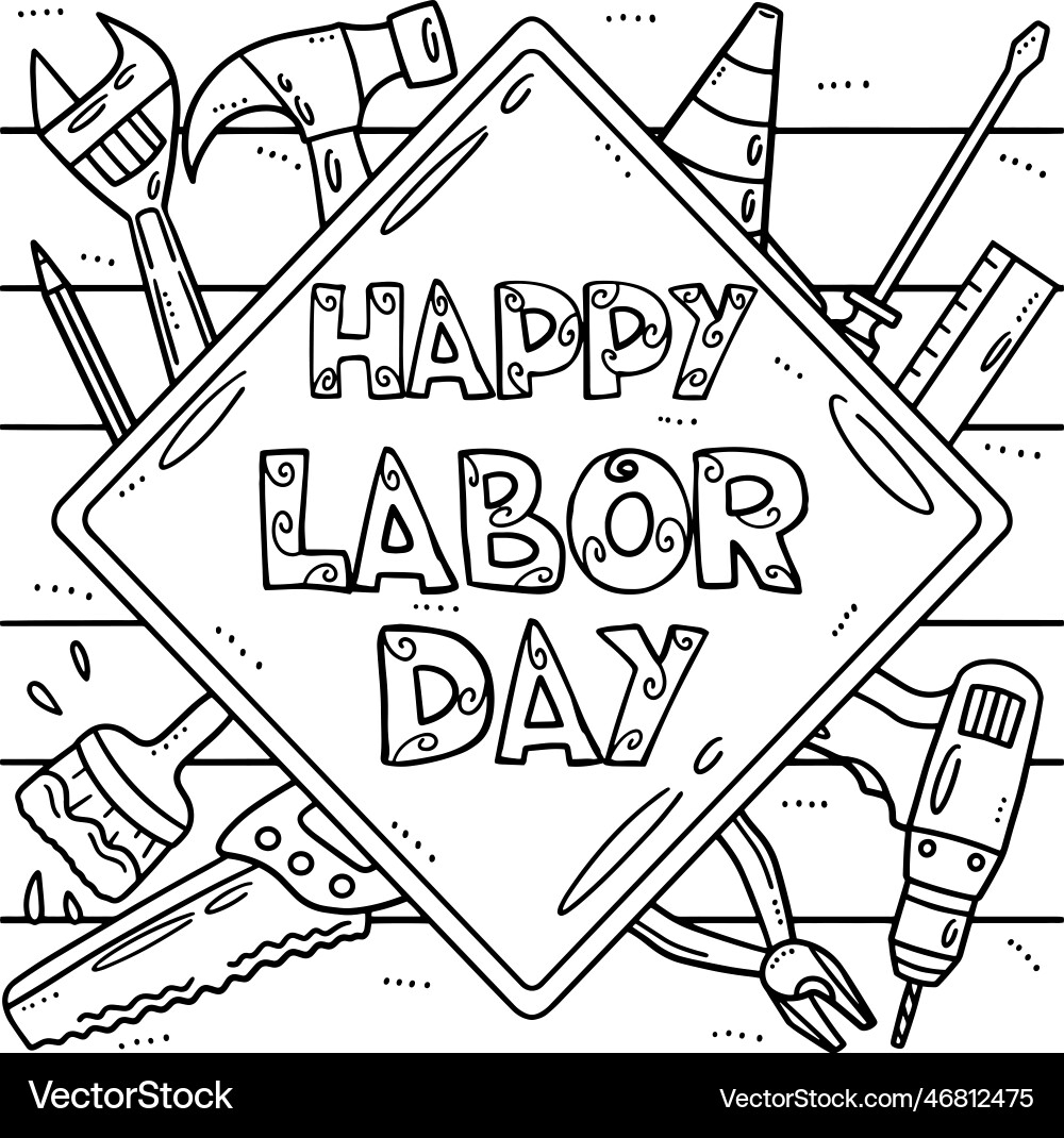Labor Day Coloring Page For Kids Royalty Free Vector VectorStock
